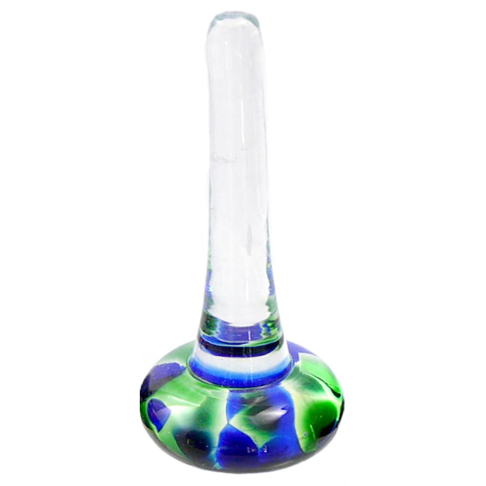 Handcrafted American Blown Glass Ring Holder - Blue/Green, Perfect for Jewelry Organization & Gift Giving