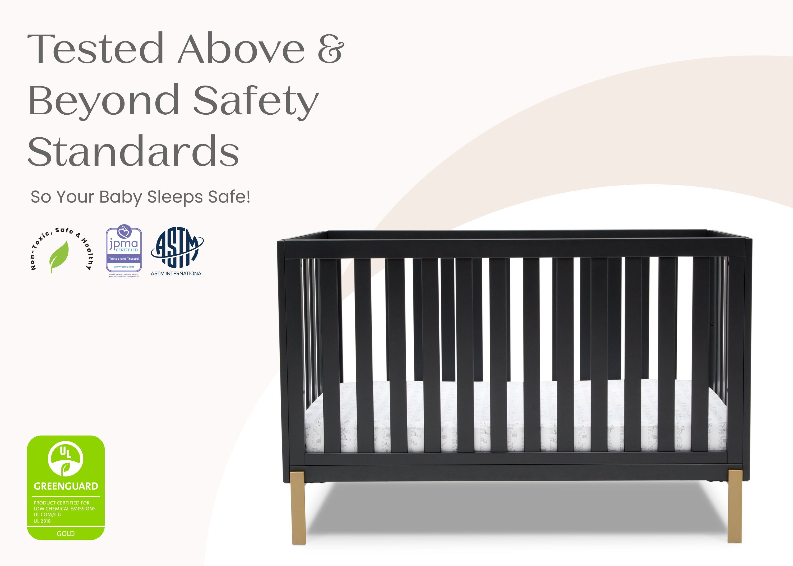 Hendrix 4-in-1 Convertible Baby Crib - Toddler Bed, Daybed & Full-Size Bed - Safe Nursery Furniture for Boys & Girls - Perfect for Newborn to Teen Years
