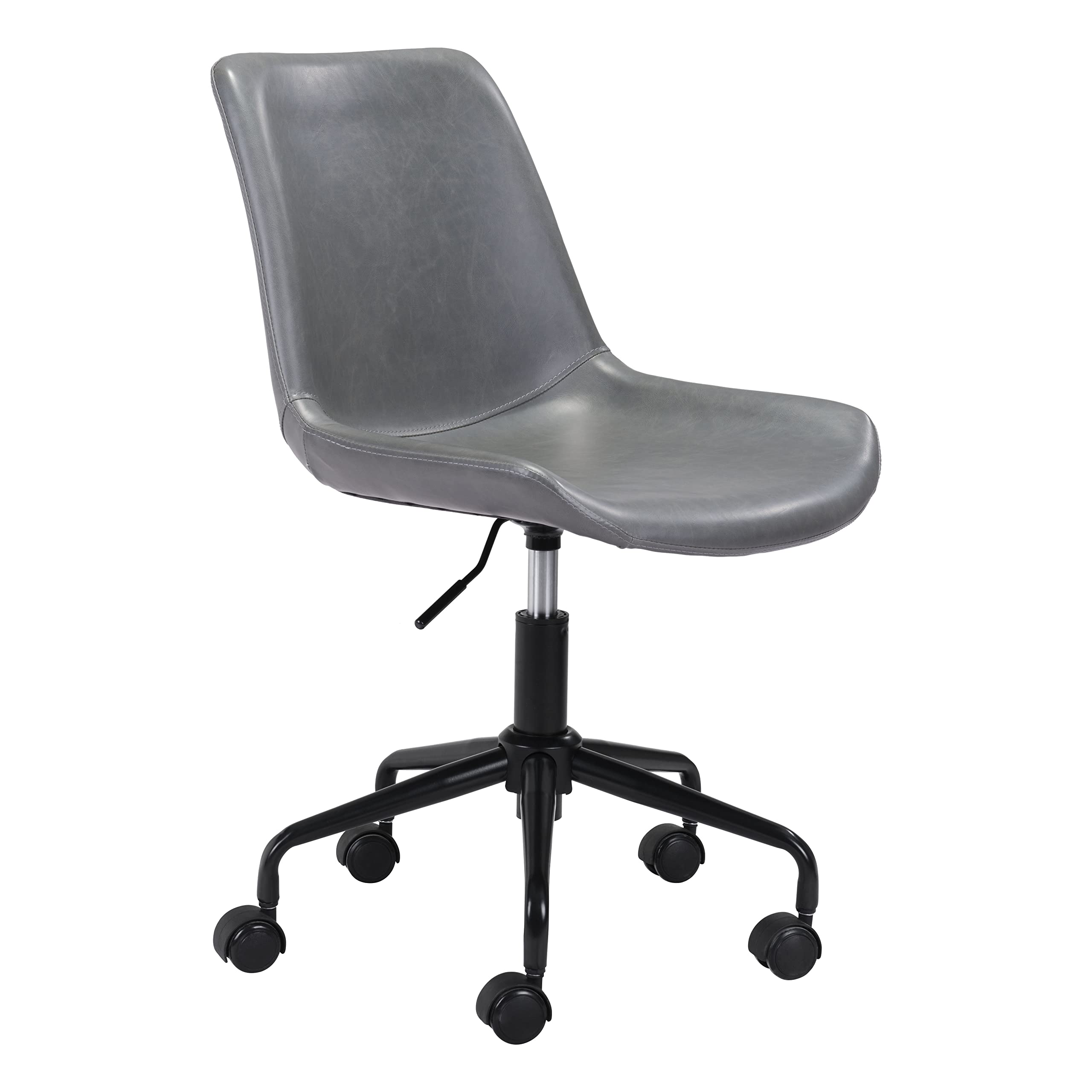 Zuo Byron Ergonomic Office Chair - Gray Mesh Back, Adjustable Height, Swivel & Rolling for Home & Office Workspace - Perfect for Long Hours Sitting & Computer Work