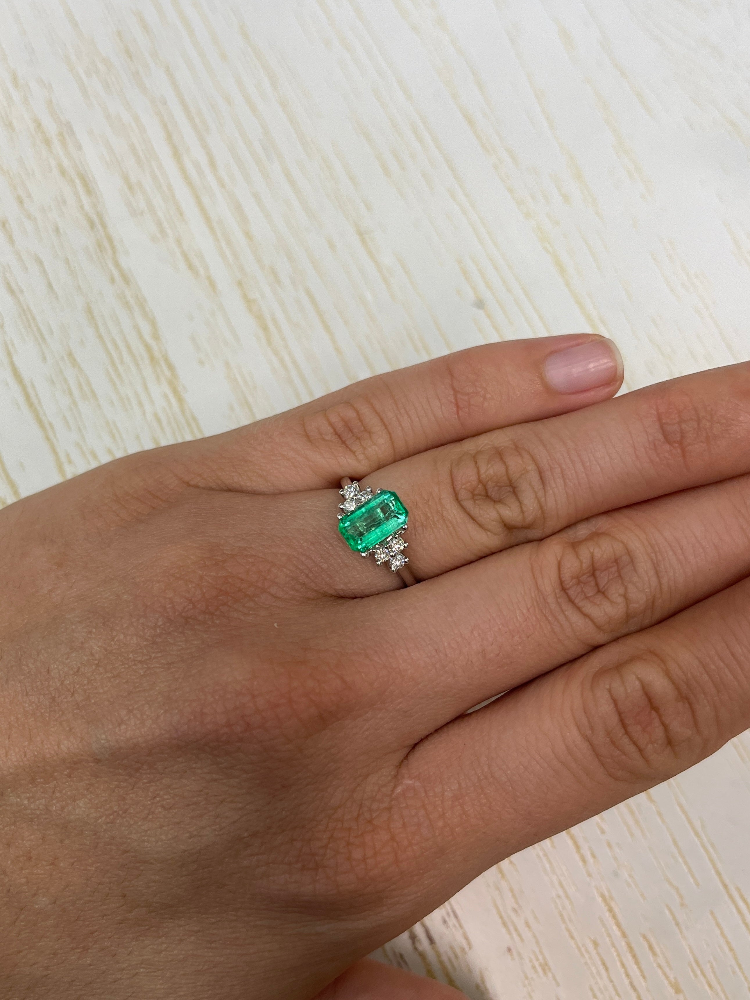 1.68 Carat 9x6mm Yellowish Green Natural Loose Colombian Emerald - Emerald Cut Gemstone for Jewelry Making, Engagement Rings & Collector's Specimen