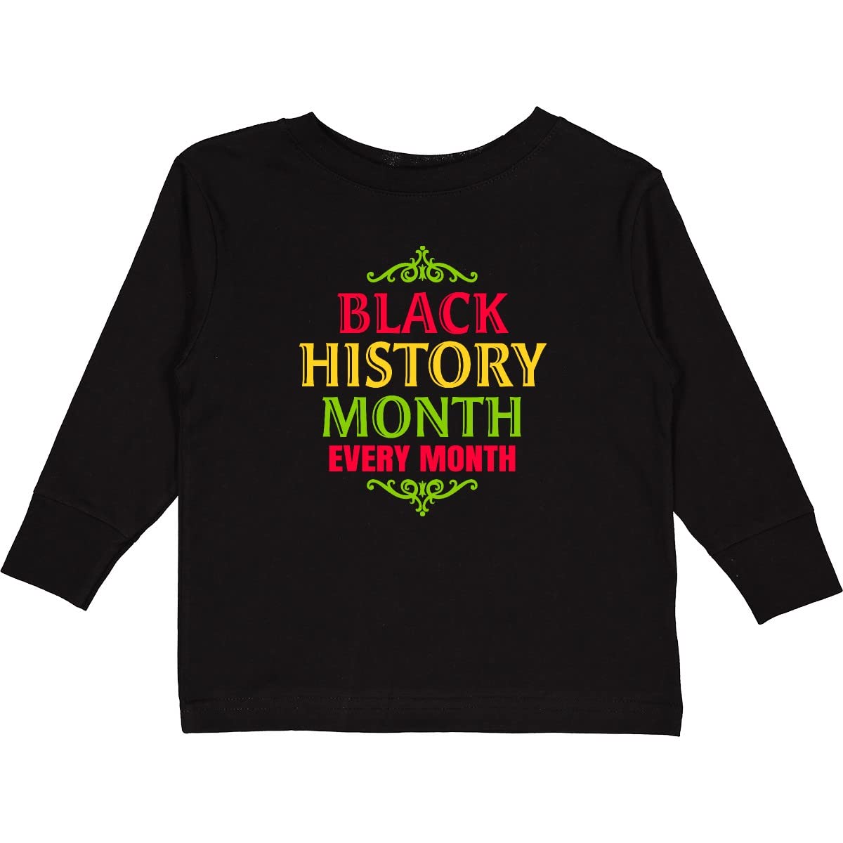 Inktastic Black History Month Every Month Red Toddler Long Sleeve T-Shirt - Comfortable Cotton Tee for Kids, African American Pride Apparel, Casual Wear & Cultural Celebrations