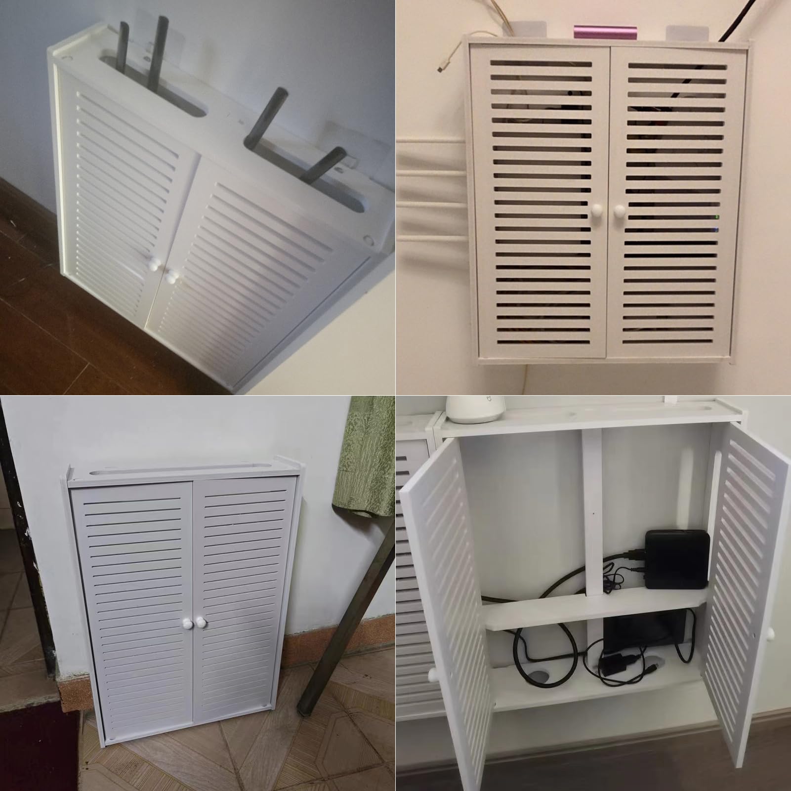 Wall Mount Router Shelf - WiFi Storage Box with Cable Management for Home & Office (42x10x50cm)