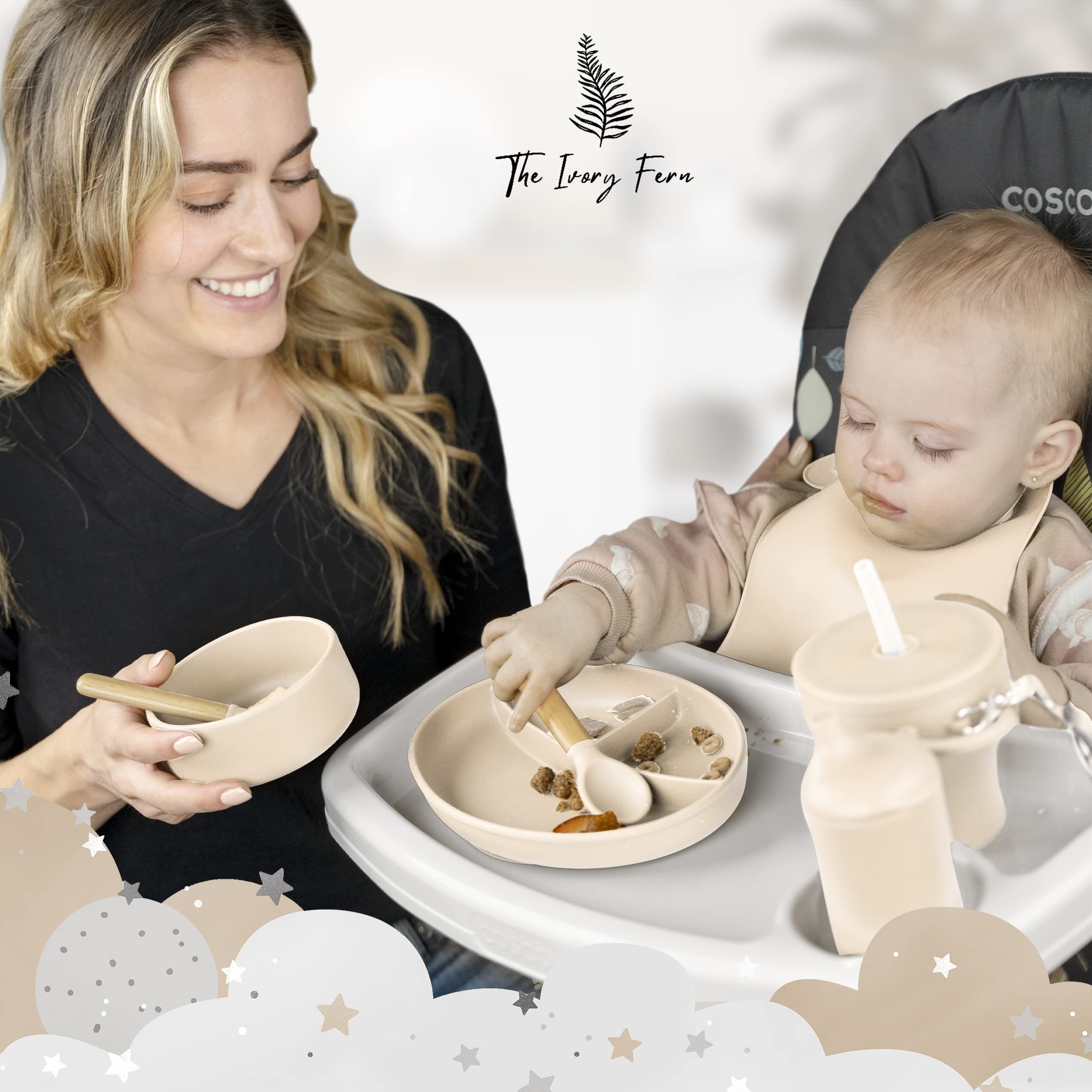 Best Silicone Baby Feeding Set - BPA-Free Plates, Bowls, Bib & Convertible Snack Cups for Toddlers | Perfect for Home, Travel & Daycare Use
