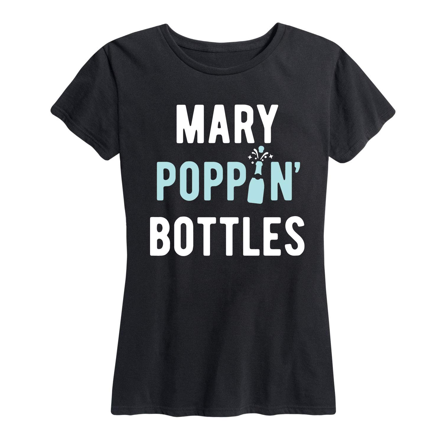 Funny Mary Poppins Bottles Graphic T-Shirt for Women - Vintage Party Drinking Tee - Perfect for Bachelorette Parties, Girls Night Out & Cocktail Events