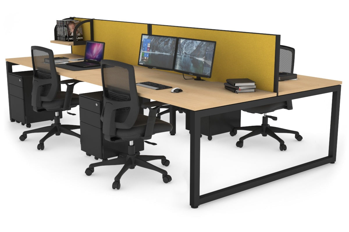 Quadro Loop Legs 4 Person Office Workstation - 1800L x 800W with Cable Management Scallop - Ideal for Collaborative Workspaces & Open Office Environments