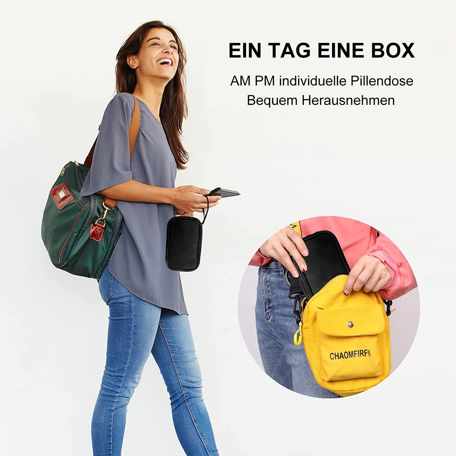 7-Day Pill Organizer with 2 Compartments - Large Morning & Evening Pill Box, PU Leather Portable Medicine Case with Zipper - Weekly Pill Container for Vitamins, Fish Oil, Capsules (Black) | Perfect for Travel, Home & Daily Medication Management