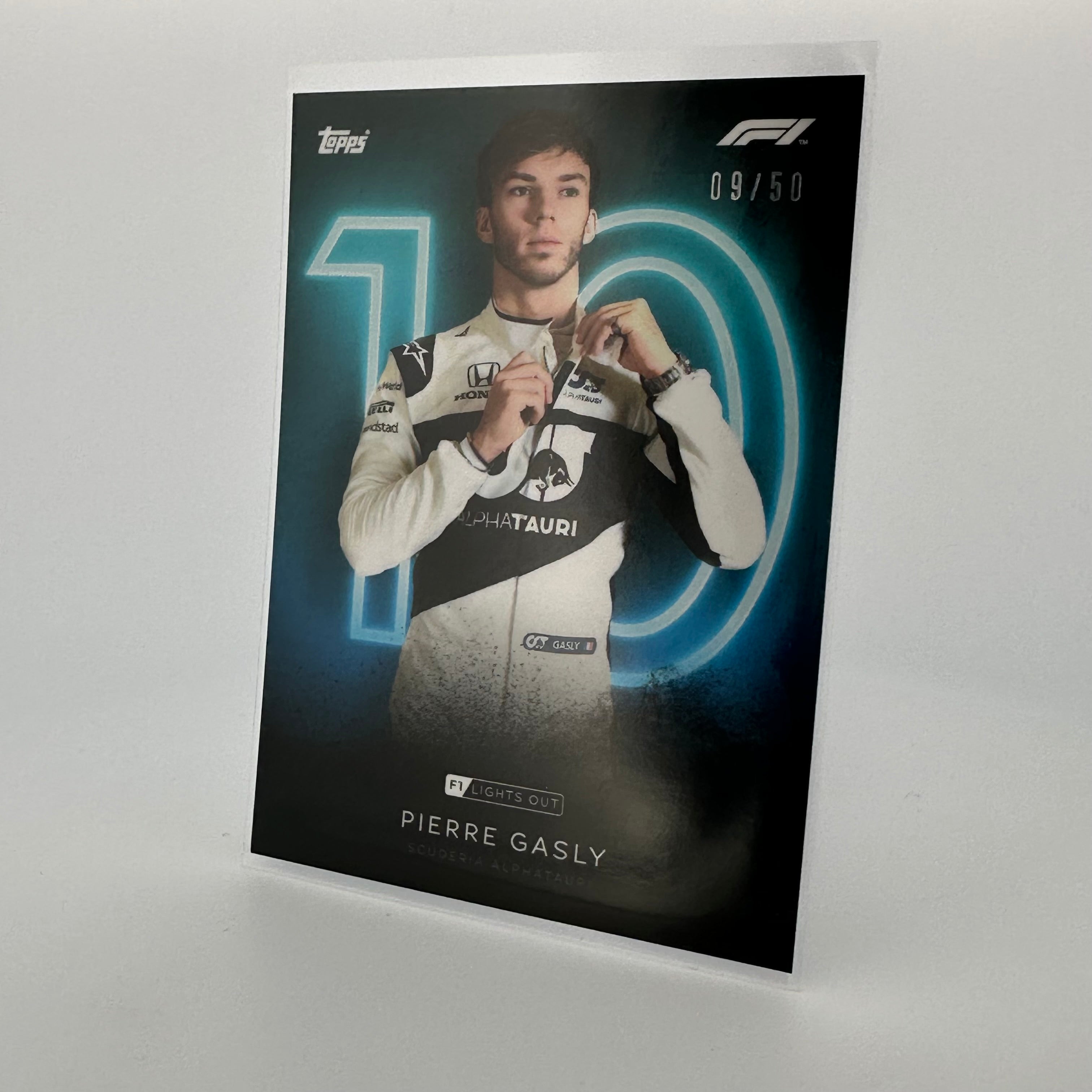 Pierre Gasly 09/50 F1 Racing Driver Aqua Parallel Collectible Card - Perfect for F1 Fans, Sports Memorabilia Collectors, and Trading Card Enthusiasts