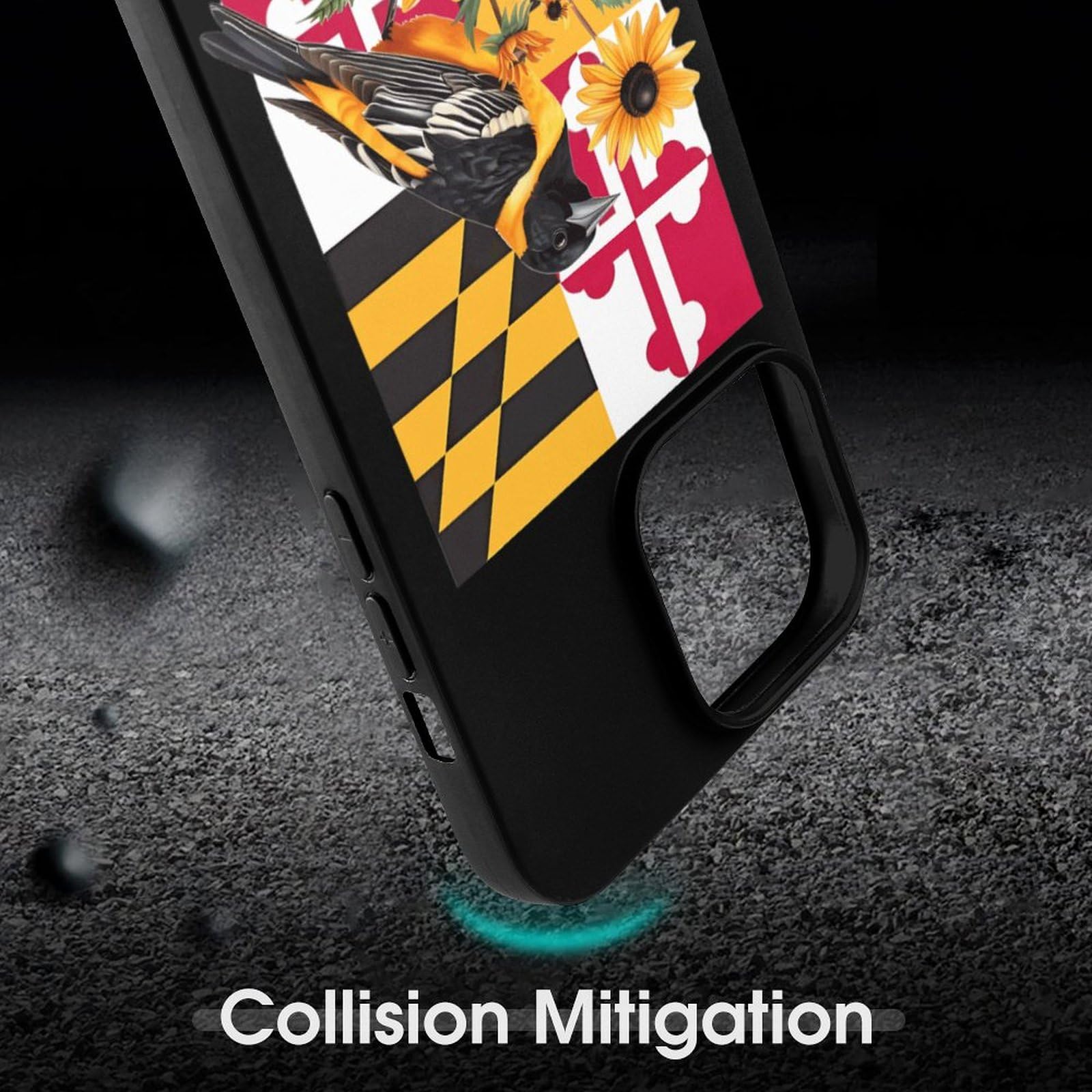 Maryland State Flag & Baltimore Oriole Bird Design Slim Shockproof iPhone 14 Case - Protective Phone Cover for iPhone 14/14 Plus/14 Pro/14 Pro Max - Perfect for Outdoor Activities & Travel