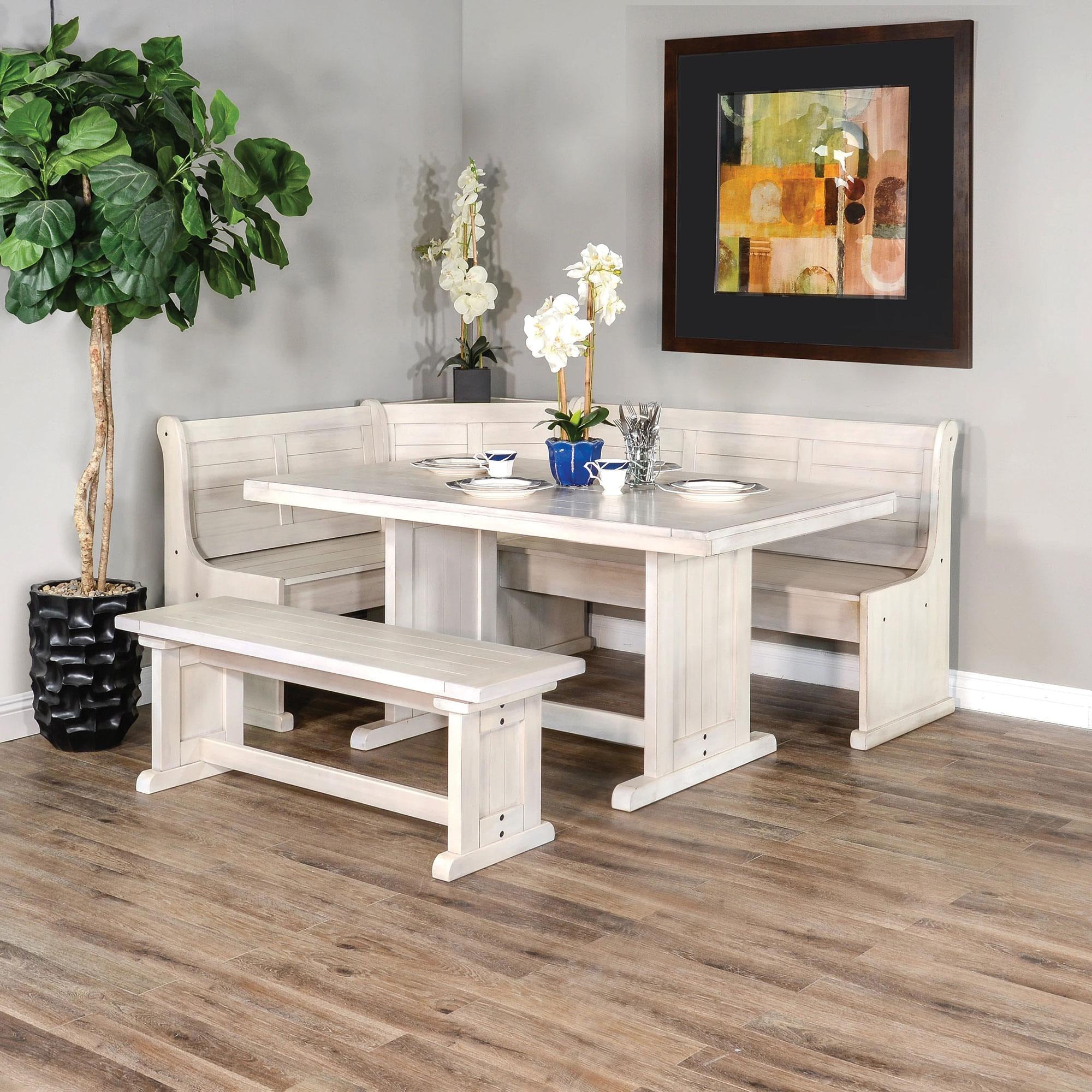 Bayside Nook Table with Benches - Space Saving Kitchen Dining Set for Small Homes & Apartments | Perfect Breakfast Nook, Cozy Corner Seating