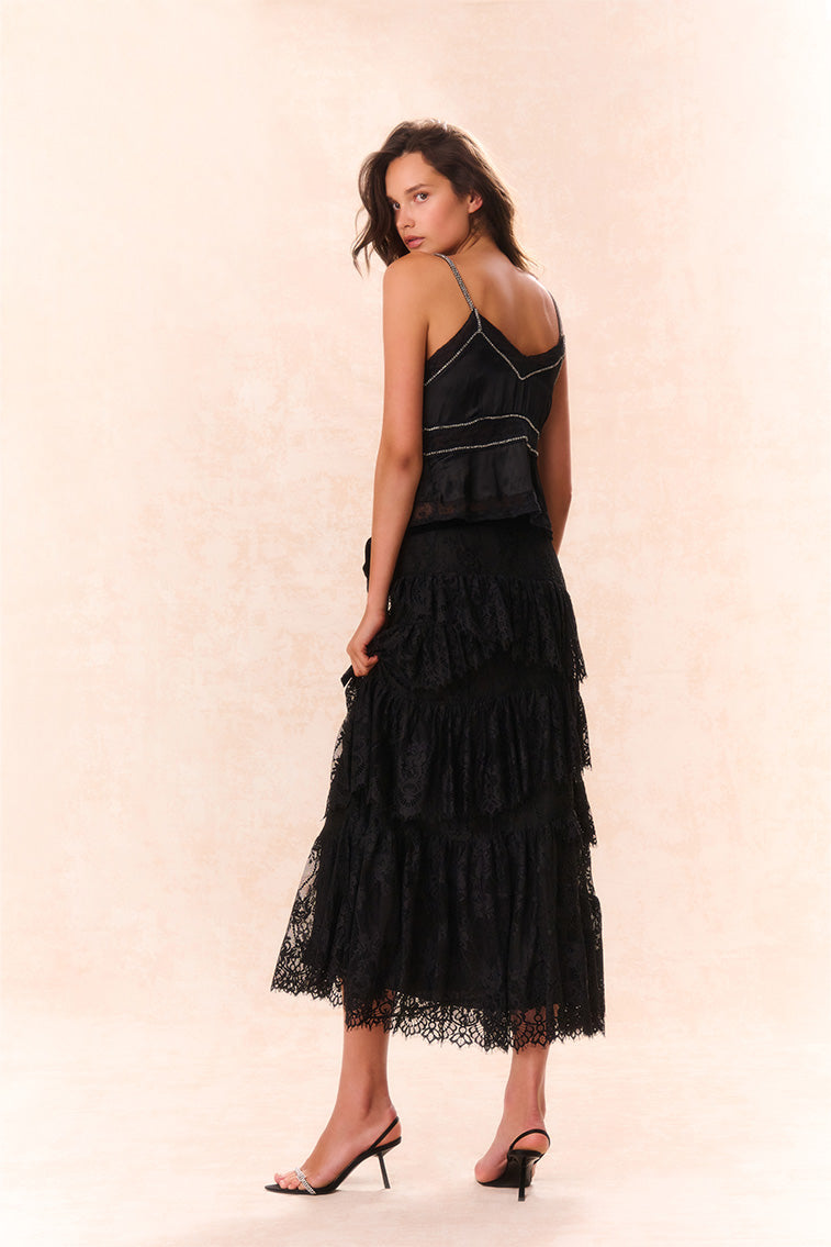 Elegant Merado Lace Maxi Skirt for Women - Flowy Bohemian Long Skirt with High Waist - Perfect for Beach, Wedding & Summer Outfits