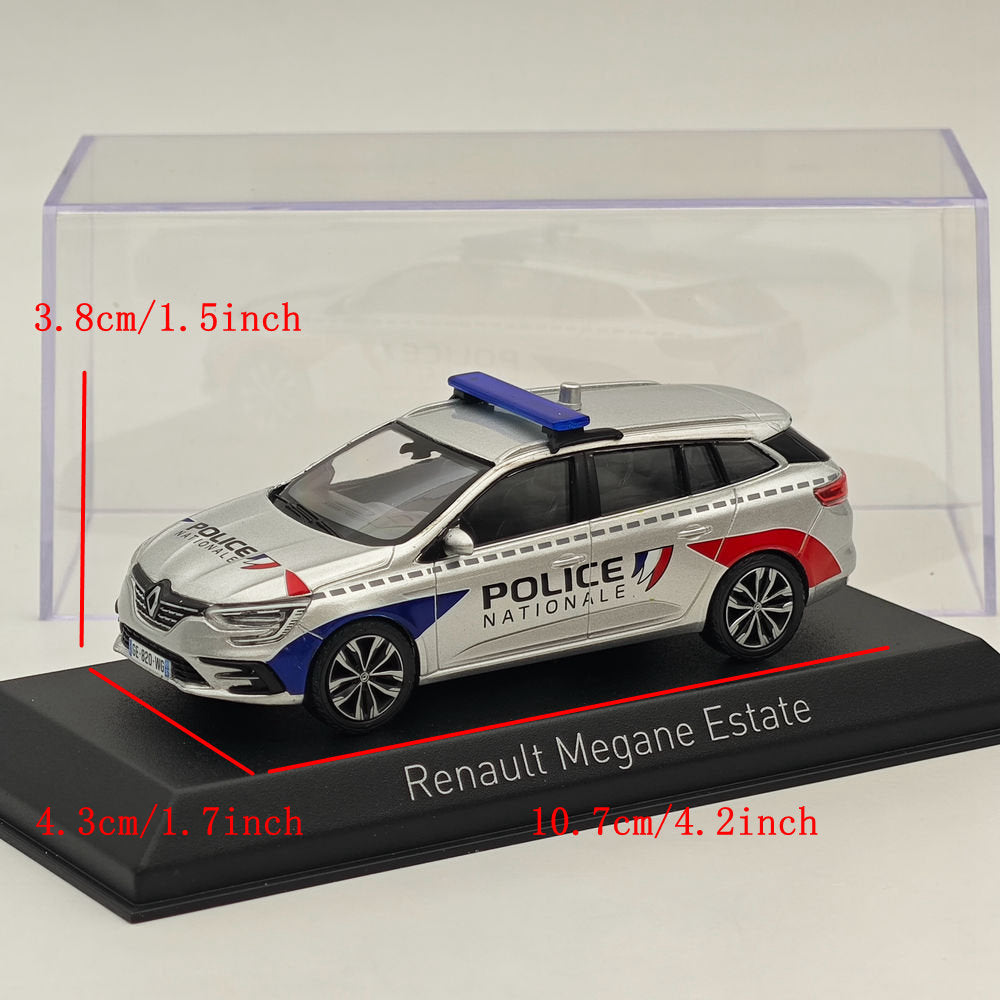 1/43 Scale Norev Renault Megane Estate 2022 Police Nationale Silver Diecast Car Model - Collectible Miniature Vehicle for Display, Gift & Police Car Enthusiasts