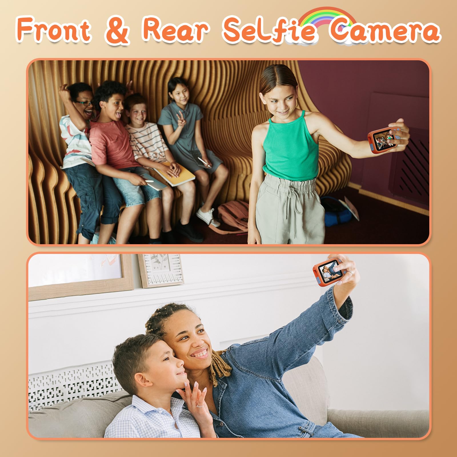 SJCAM Kids Camera Dual Screen - 1080P 44MP HD Digital Video Camera for Children Ages 3-10 | Christmas Birthday Gifts for Boys & Girls | Portable Toy Camera for Toddlers - Perfect for Travel, Outdoor Adventures & Family Moments