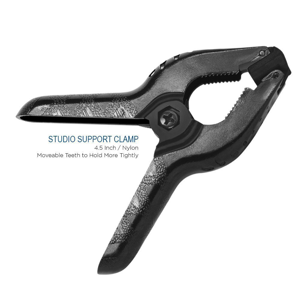 LimoStudio (6 Pack) 4.5 Inch Black Spring Clamps - Heavy Duty Studio Clips for Canvas, Muslin, Paper, Backdrop, Woodworking - Strong Grip with Flexible Teeth - Perfect for Photography, Art Projects & DIY Crafts
