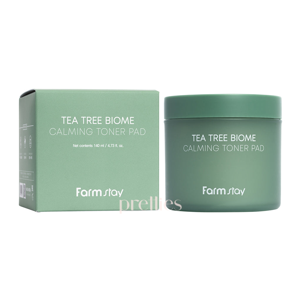 Farmstay Tea Tree Biome Calming Toner Pads 70 Count - Soothing & Hydrating Facial Treatment for Acne-Prone Skin - Perfect for Daily Skincare Routine & Travel Essentials