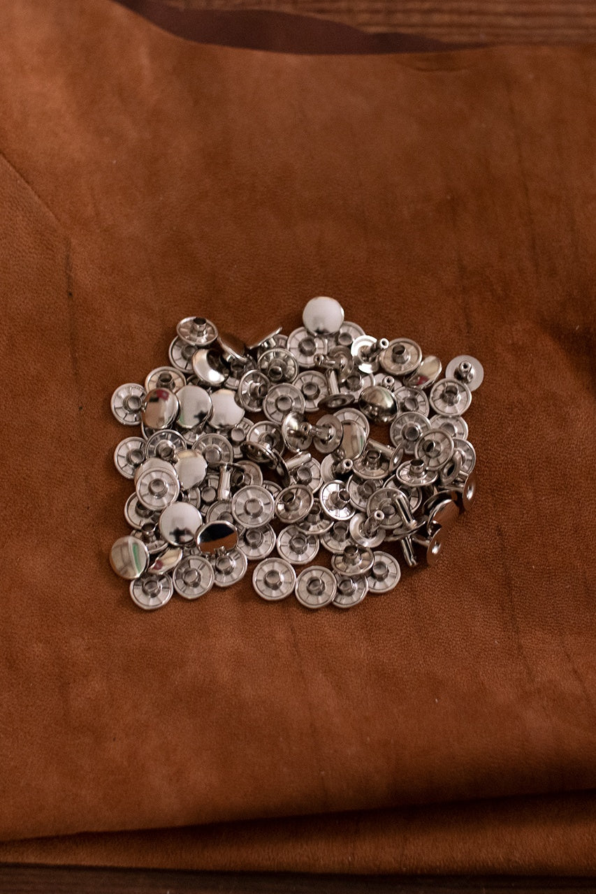 Hollow Rivet KØ11.0 x L9.0 mm Brass/Nickel - Heavy Duty Fasteners for Leather Craft, Metal Fabrication & DIY Projects
