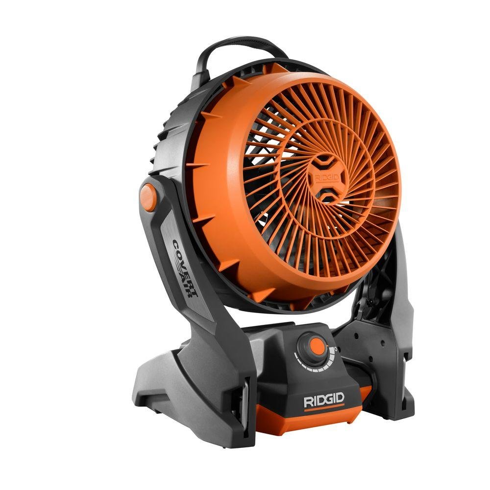 RIDGID 18-Volt Portable Hybrid Job Site Fan with Battery & Charger - R860720, R840087, R840095 - Powerful Cooling for Construction Sites, Workshops, and Outdoor Work