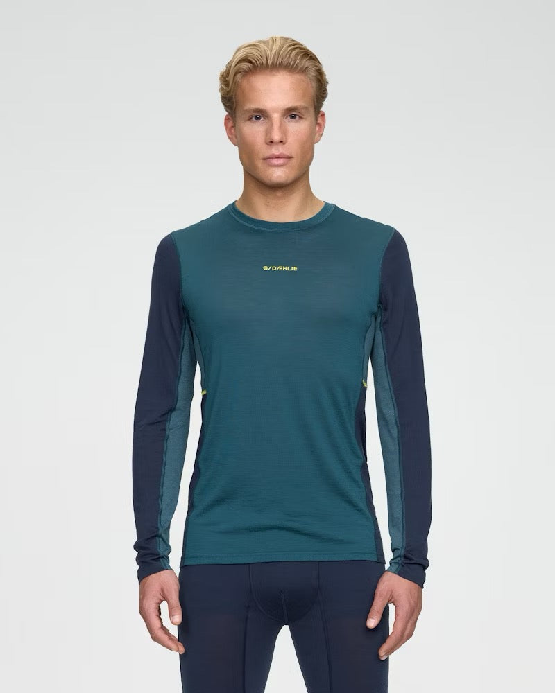 Men's Performance Wool Long Sleeve Shirt - Teal Color | Moisture-Wicking & Breathable for Hiking, Camping & Outdoor Activities