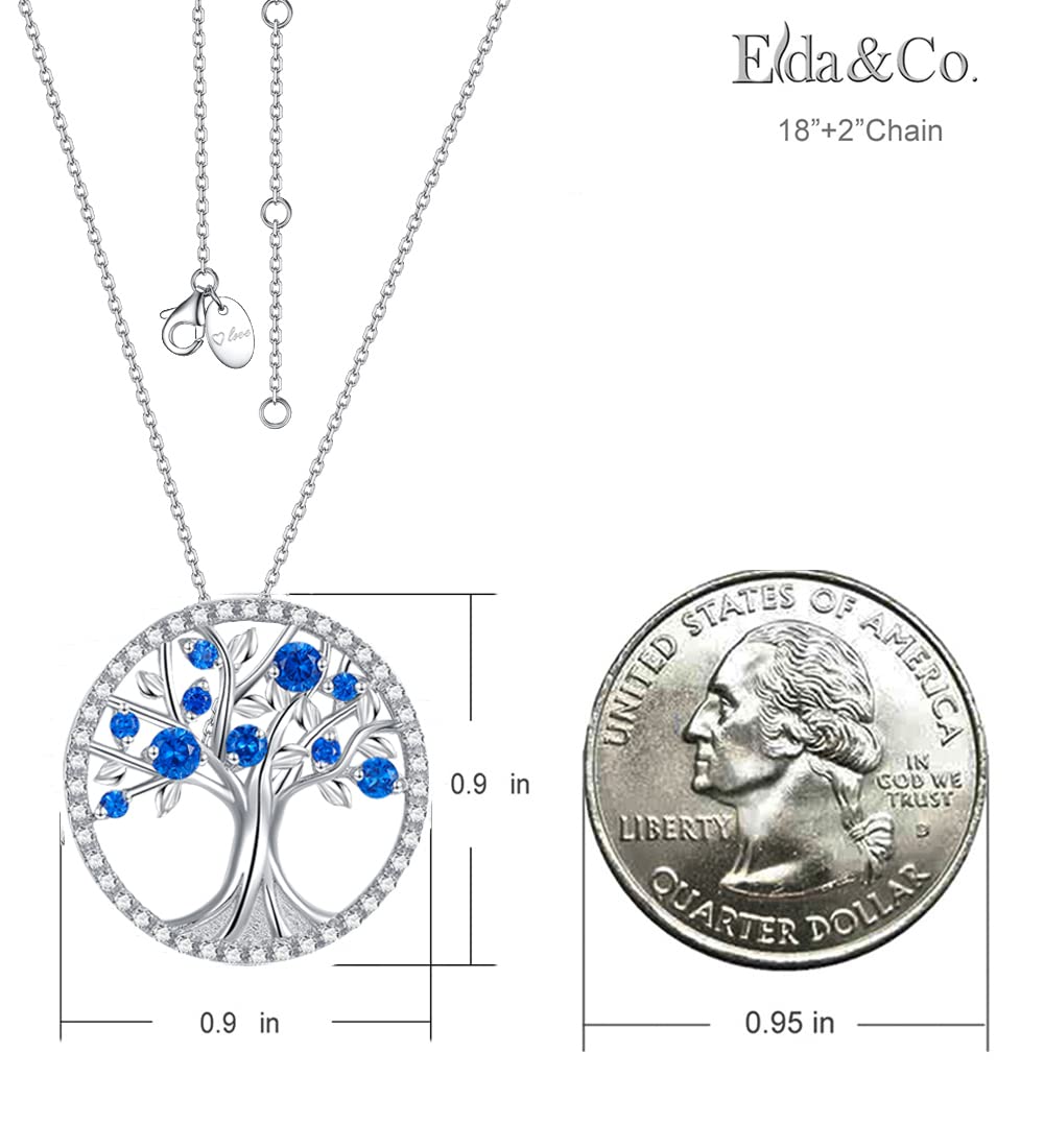 Tree of Life Necklace - March & April Birthstone Jewelry with Aquamarine for Women | 925 Sterling Silver Pendant Gift for Wife, Mom, Birthday | Spiritual Symbol for Meditation & Everyday Wear