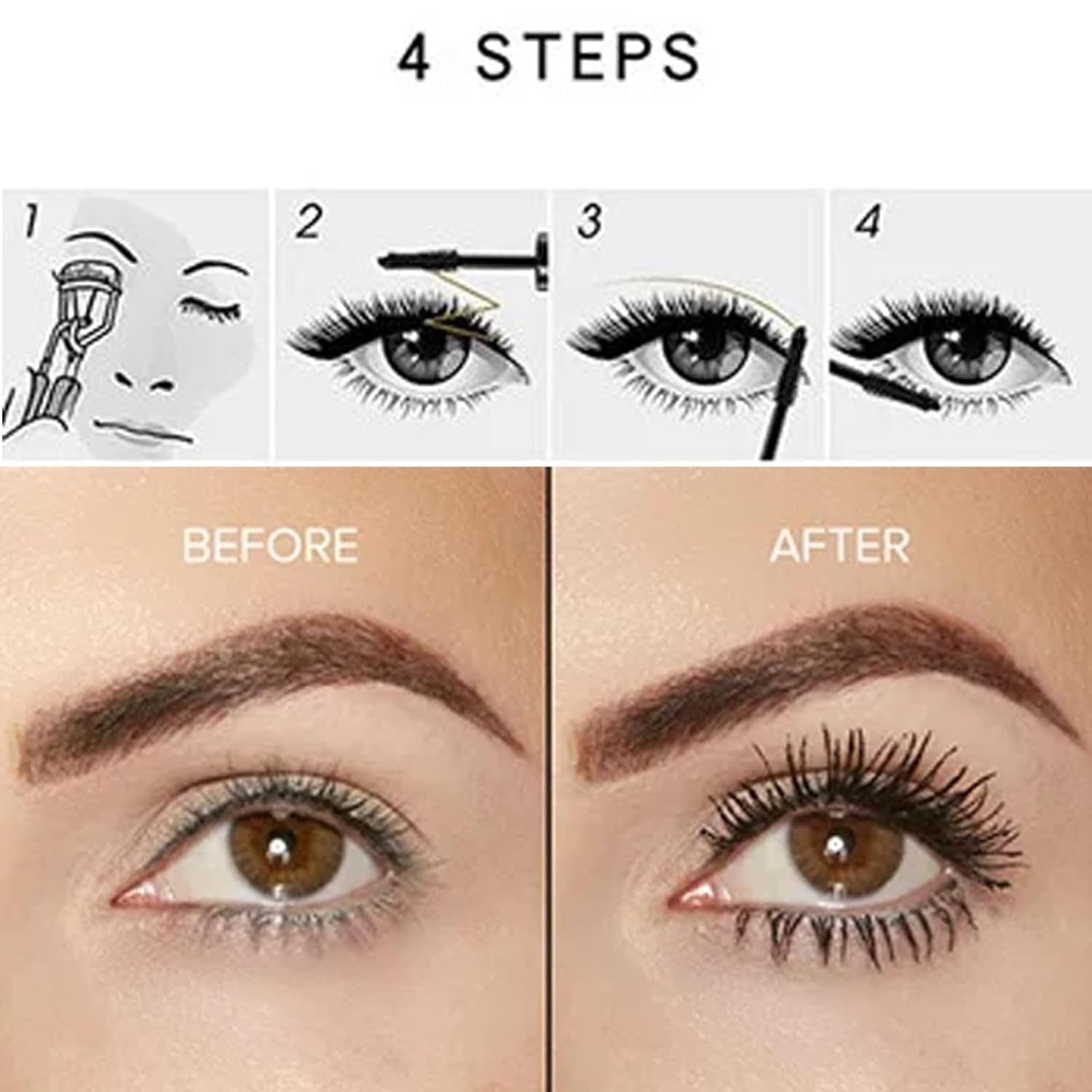 Waterproof Long Lasting Curling Iron Wand Mascara - Black Volumizing & Lengthening Mascara for Dramatic Lashes | Perfect for Everyday Wear, Parties & Special Occasions