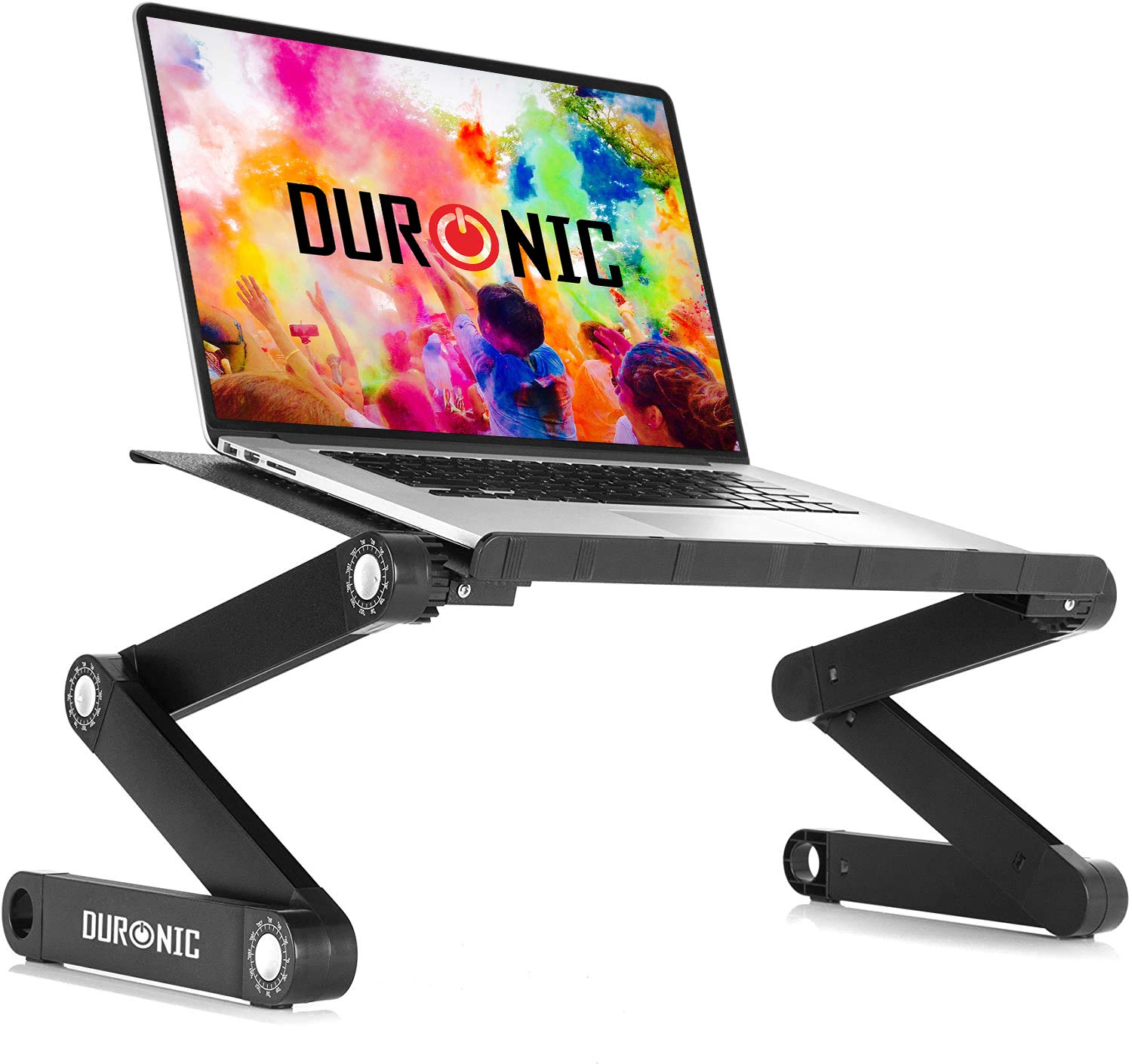 Duronic DML121 Adjustable Laptop Stand - Foldable Portable Lap Desk for MacBook Pro, Notebooks & Tablets | Ergonomic Computer Riser for Home, Office & Travel Use