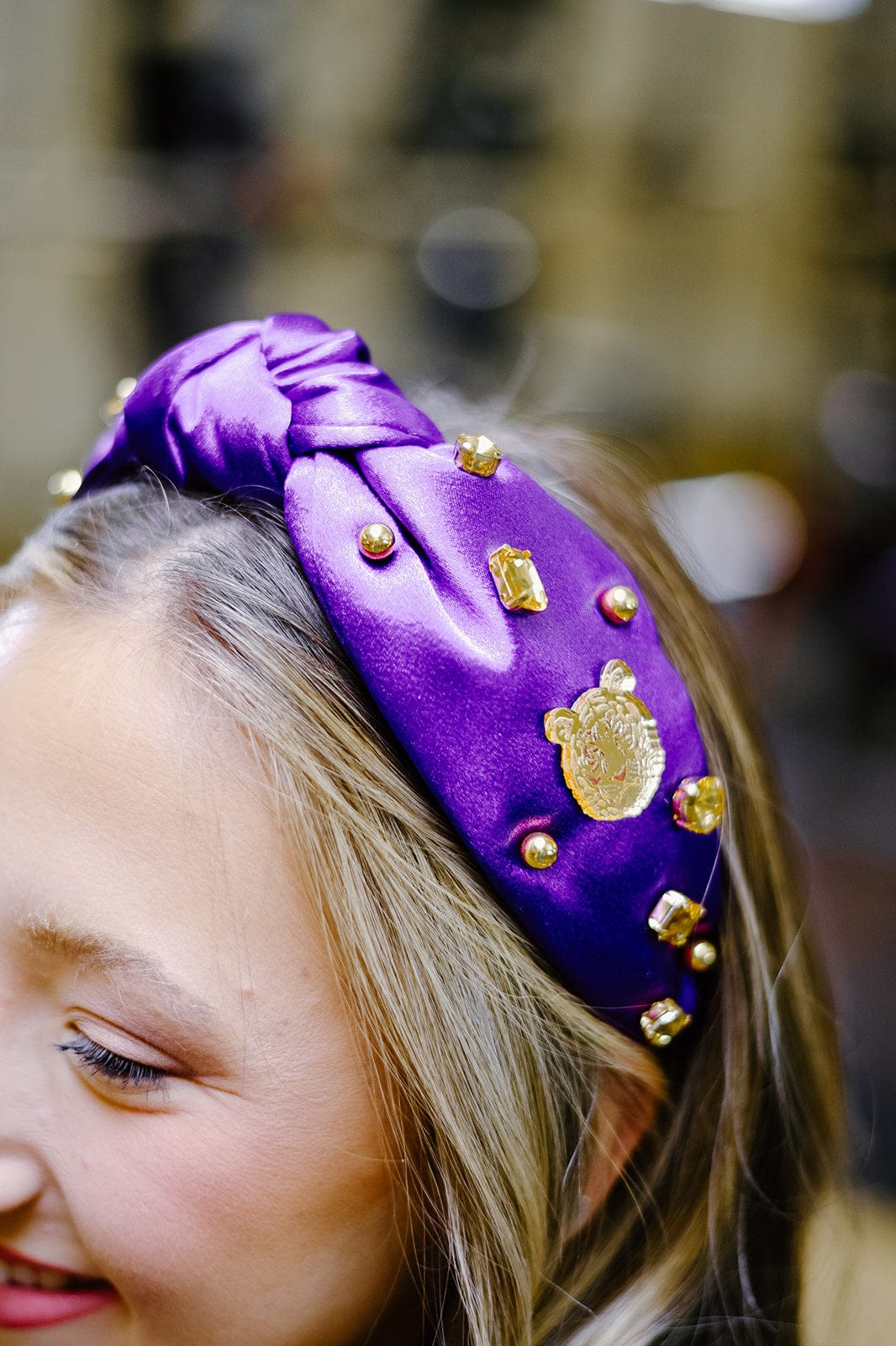LSU Tigers Purple Rhinestone Jeweled Headband for Women - Perfect for Game Day, Cheerleading, and Sports Events
