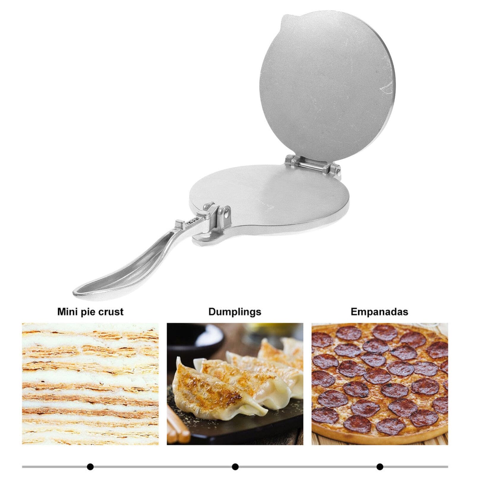 6.5 Inch Tortilla Press - Cast Iron Quesadilla Maker, Dough Press for Homemade Tortillas, Empanadas, Chapati & Roti - Perfect for Mexican, Indian Cuisine & Pizza Making - Silver Finish