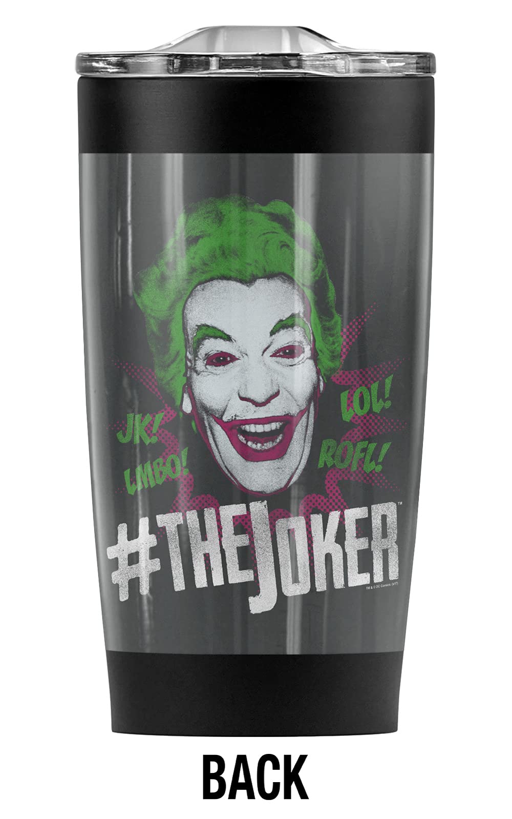 Batman Classic TV Series Joker Stainless Steel Tumbler 20oz - Vacuum Insulated Coffee Travel Mug with Leakproof Sliding Lid - Double Wall Insulation for Hot & Cold Drinks - Perfect for Office, Gym, Camping & Car Commute