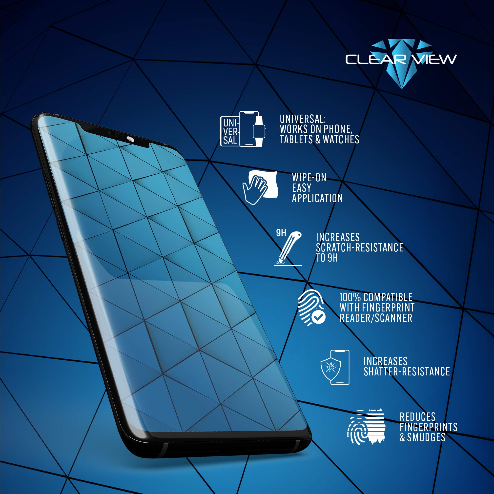 2 Pack ClearView Liquid Glass Screen Protector - Universal Fit for iPhone, Samsung, iPad & Smart Watches | Anti-Scratch, Bubble-Free Protection for Everyday Use, Travel & Outdoor Activities