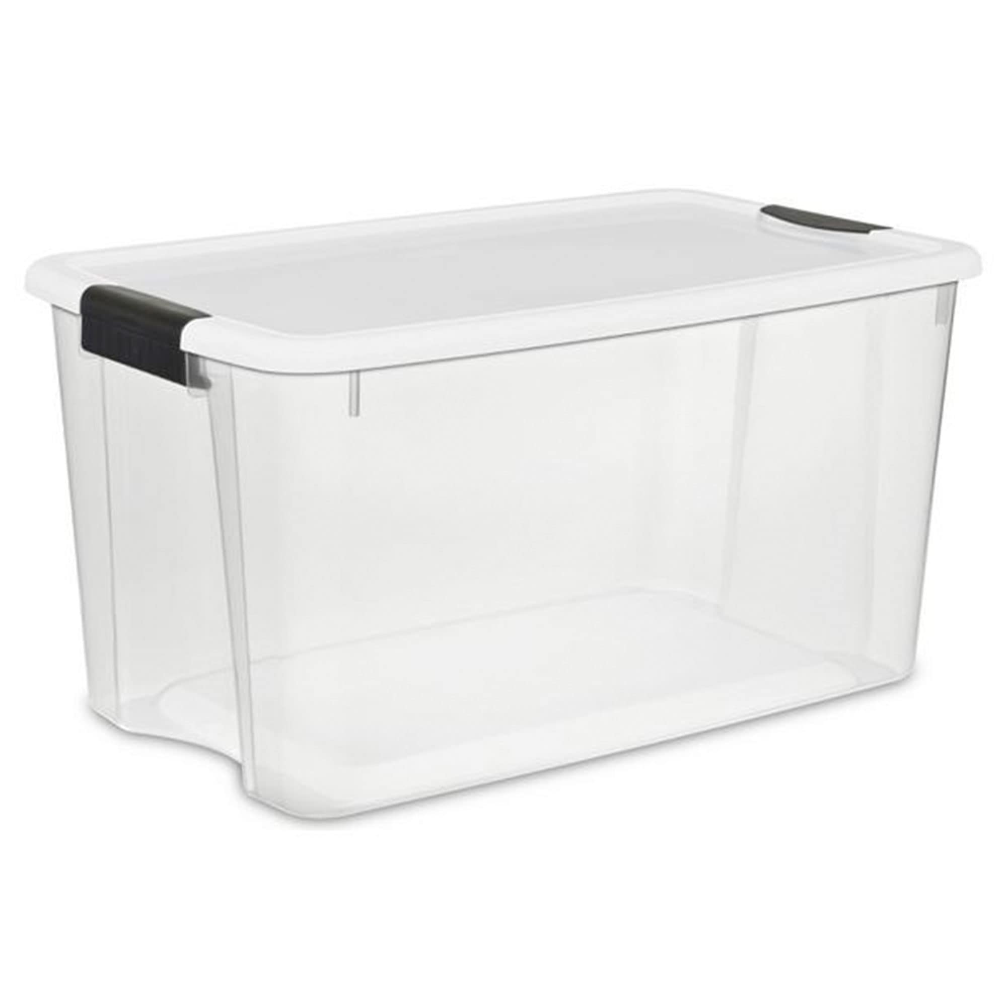 106 Quart & 66 Quart Clear Latching Plastic Storage Totes - 4 Pack Stackable Organizer Bins for Home, Garage, and Office Organization | Sterilite Storage System Solution