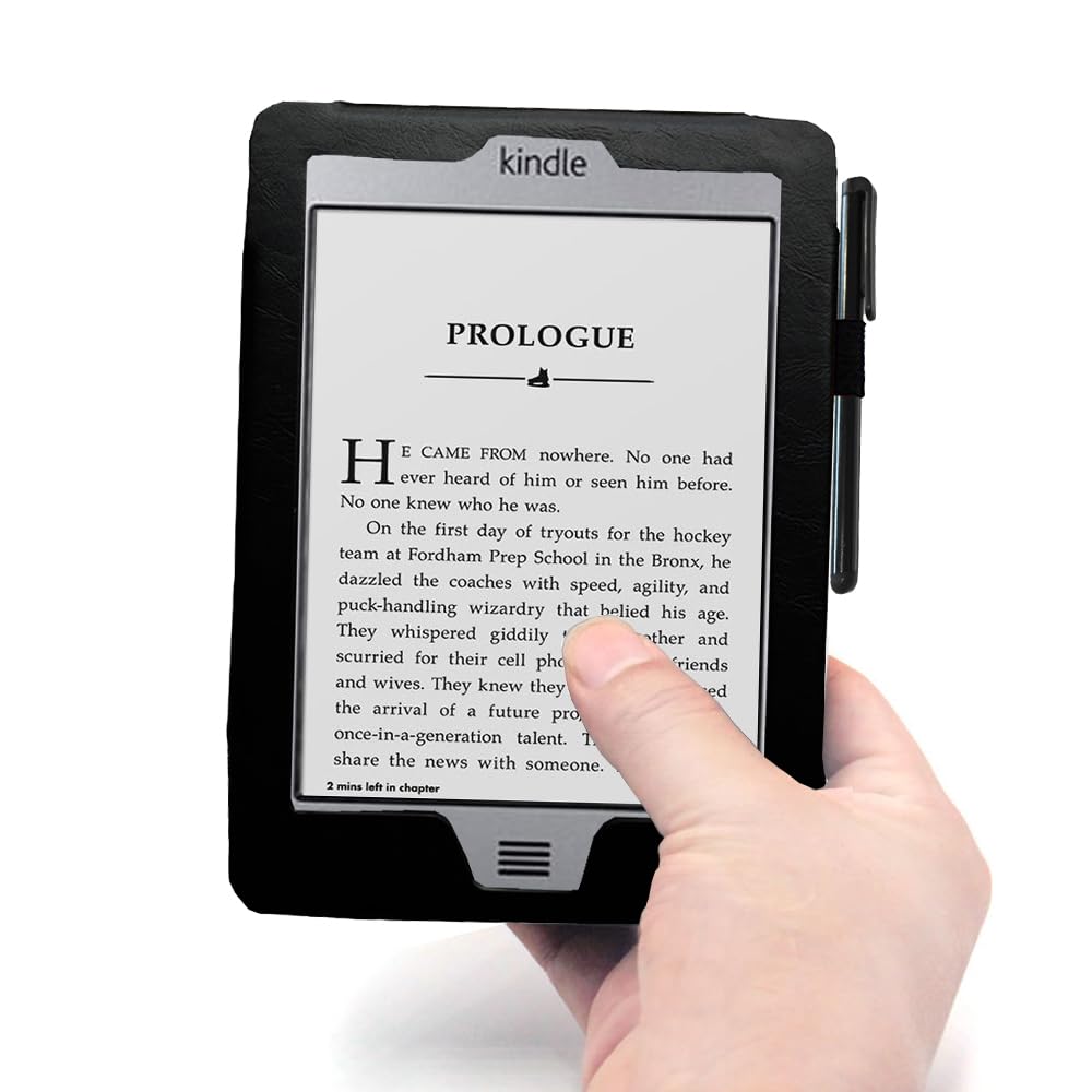Premium Synthetic Leather Flip Folio Case Cover for Amazon Kindle Touch D01200 (4th Generation, 2011 Model) - Slim Protective Pocket with Auto Sleep/Wake - Perfect for Reading, Travel & Daily Commute (Black)