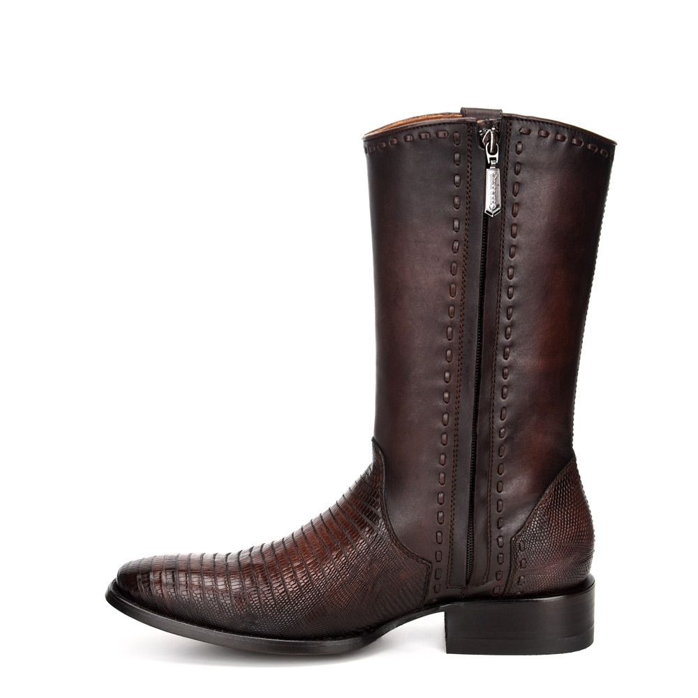 Men's Cuadra Brown Casual Fashion Cowboy Lizard Mid Boots - 3C12LT - Western Style Ankle Boots for Everyday Wear, Riding & Outdoor Activities