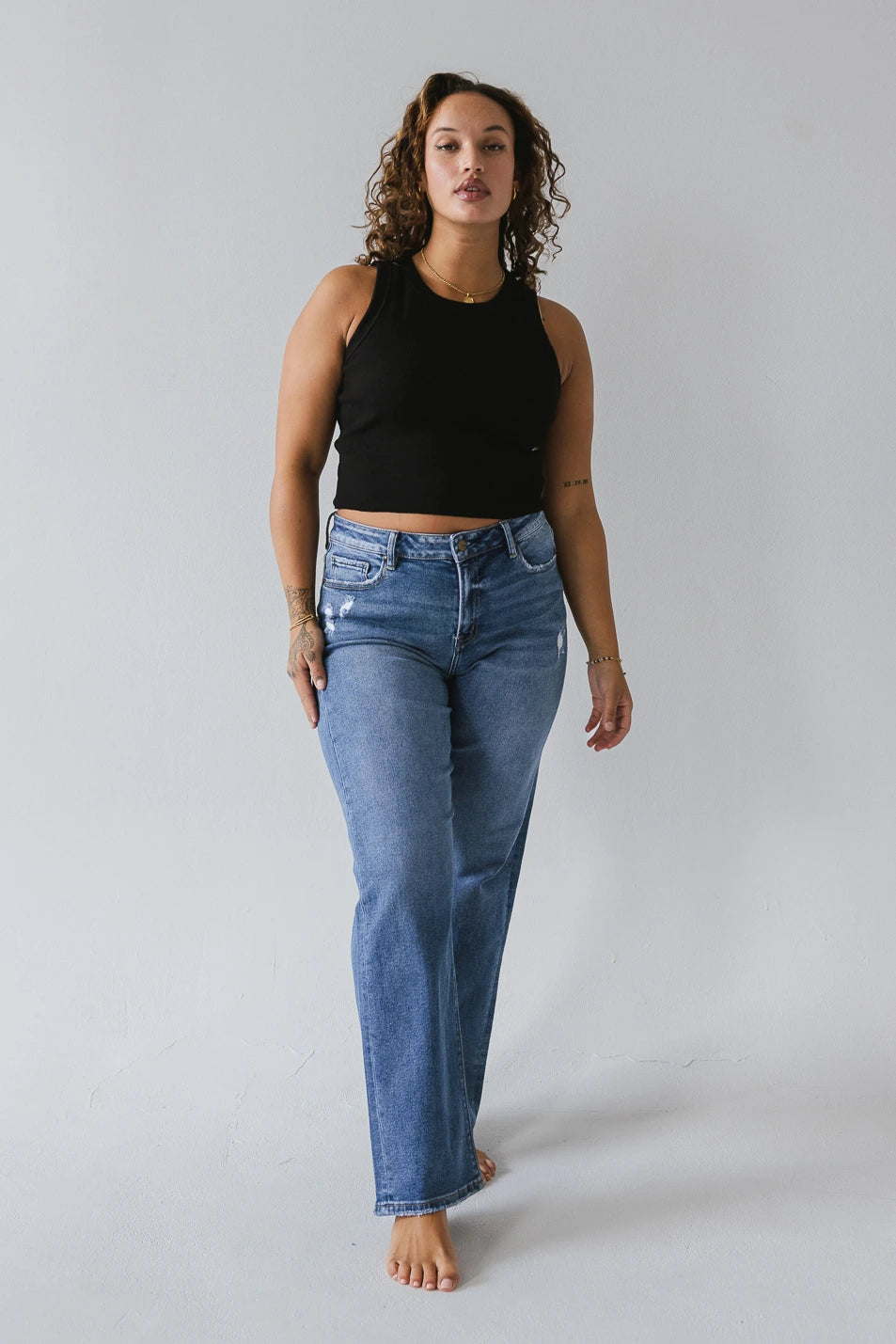 Harlowe Women's Straight Leg Jeans - High Waist Denim Pants for Casual & Work | Comfortable Stretch Fit | Final Sale
