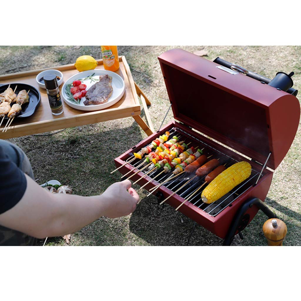 Portable Outdoor BBQ Grill Set - Thickened Charcoal Grill with Oven Tools for Picnic, Camping & Backyard Cooking - Household Charbroiler (Red) | Perfect for Tailgating, Beach Parties & Family Gatherings