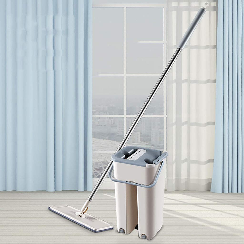 Automatic Mop and Bucket Set - Self-Wringing Microfiber Mop for Wood Floors with Squeeze Bucket - No Hand Washing Needed - Perfect for Hardwood, Tile & Laminate Cleaning - Ideal for Home, Office & Commercial Use