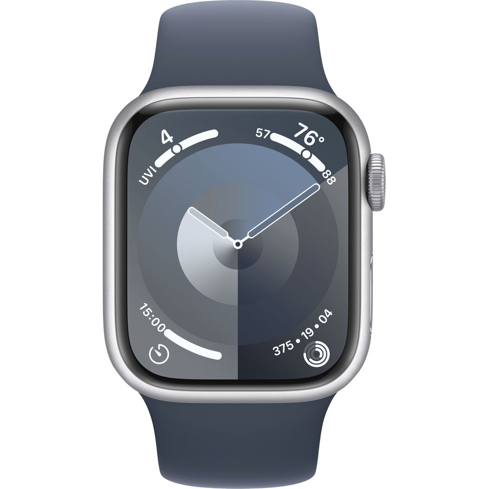 Apple Watch Series 9 (Gen 9) 41mm Silver Aluminum Case with Storm Blue Sport Band - MR903LW/A | Smartwatch for Fitness Tracking, Heart Rate Monitoring & iPhone Connectivity | Perfect for Workouts, Swimming & Everyday Wear
