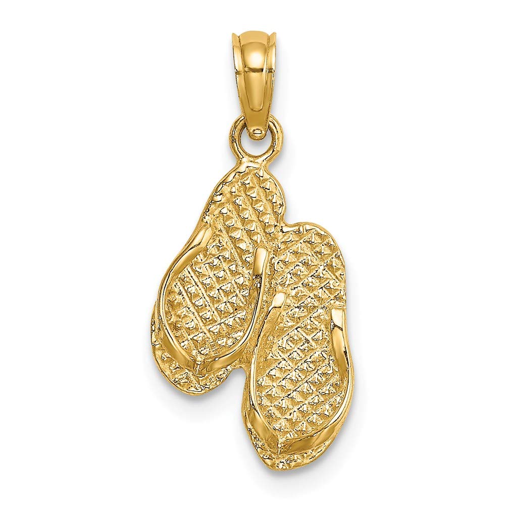 14K Yellow Gold Nags Head Double Flip-Flop Pendant Necklace - Beach Jewelry for Women, Summer Vacation Gift, Coastal Fashion Accessory