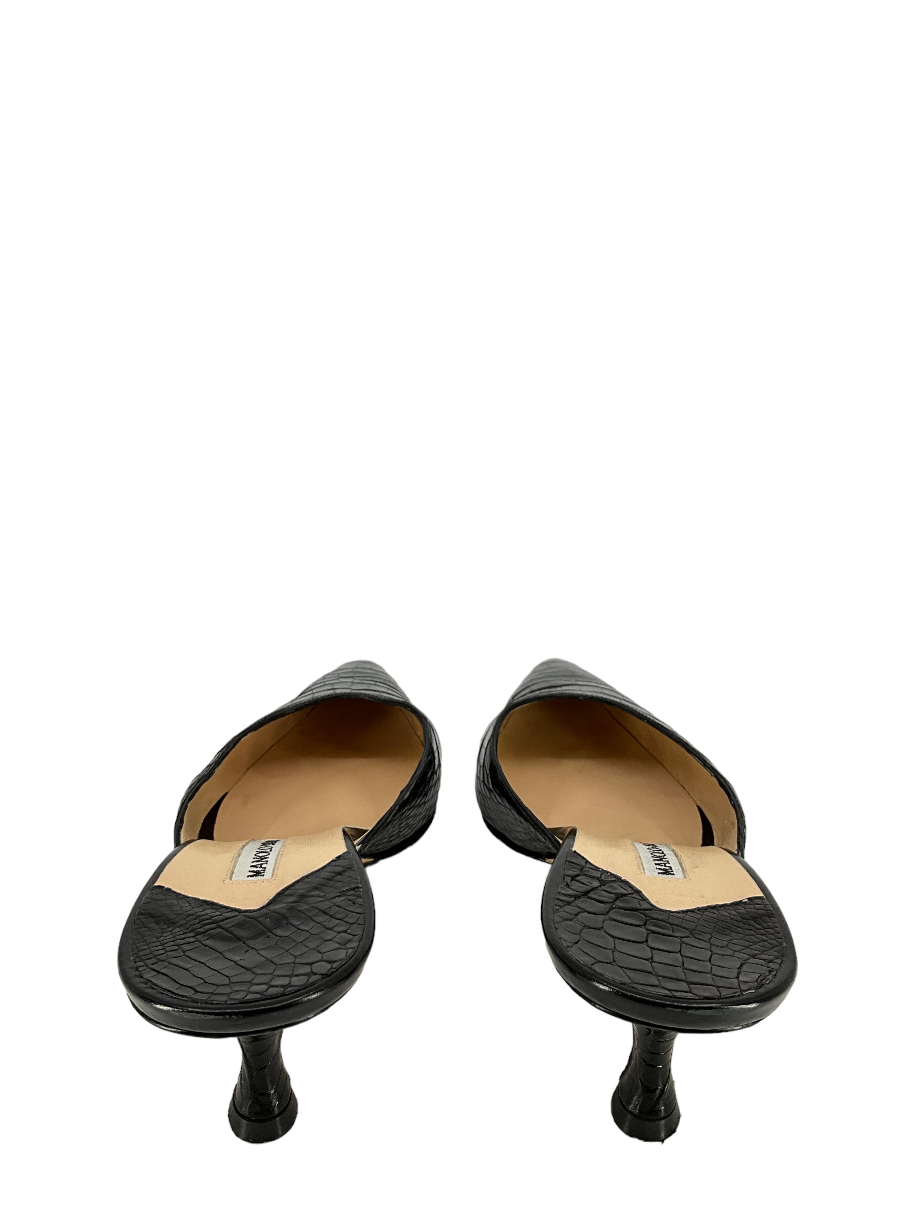 Manolo Blahnik Genuine Alligator Leather Mules Women's Size 11 - Luxury Designer Shoes for Parties, Weddings & Special Occasions