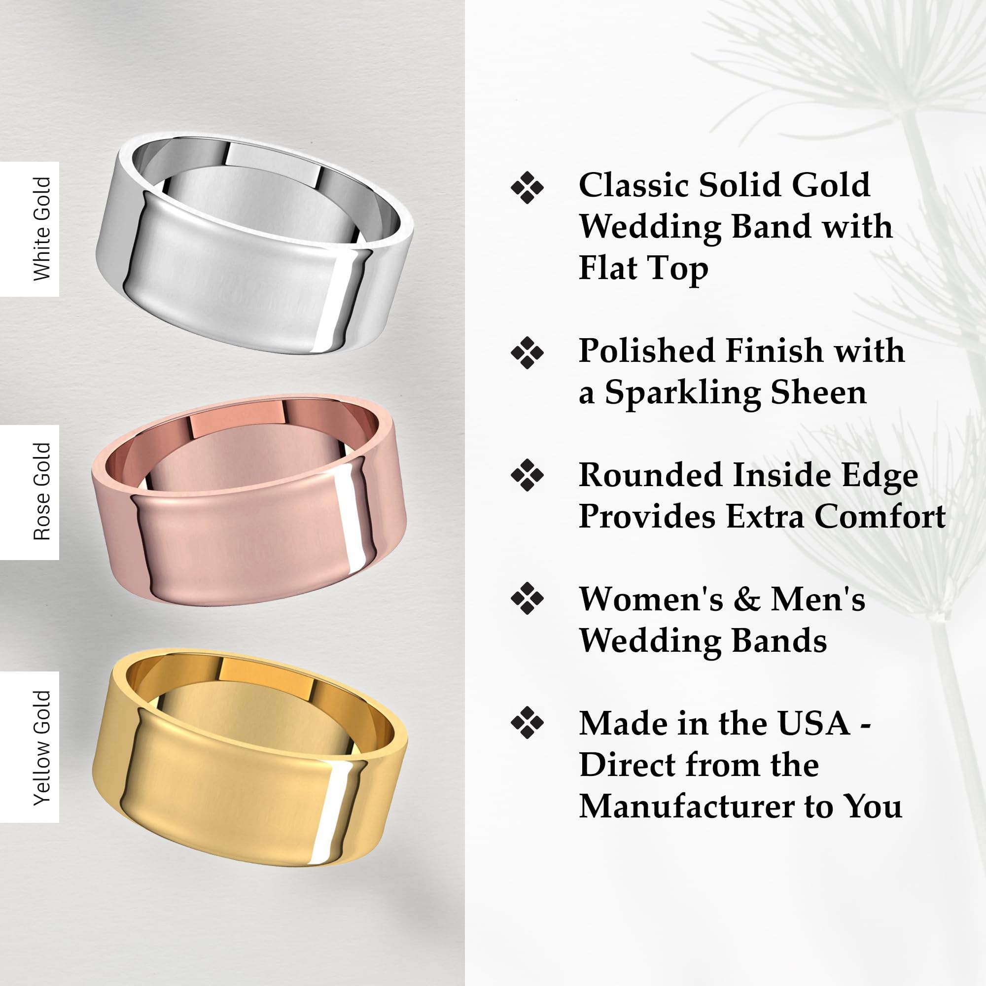 7mm Solid Gold Wedding Band for Women & Men - 10k/14k Yellow or White Gold Comfort Fit Ring - Perfect for Engagement, Anniversary & Everyday Wear
