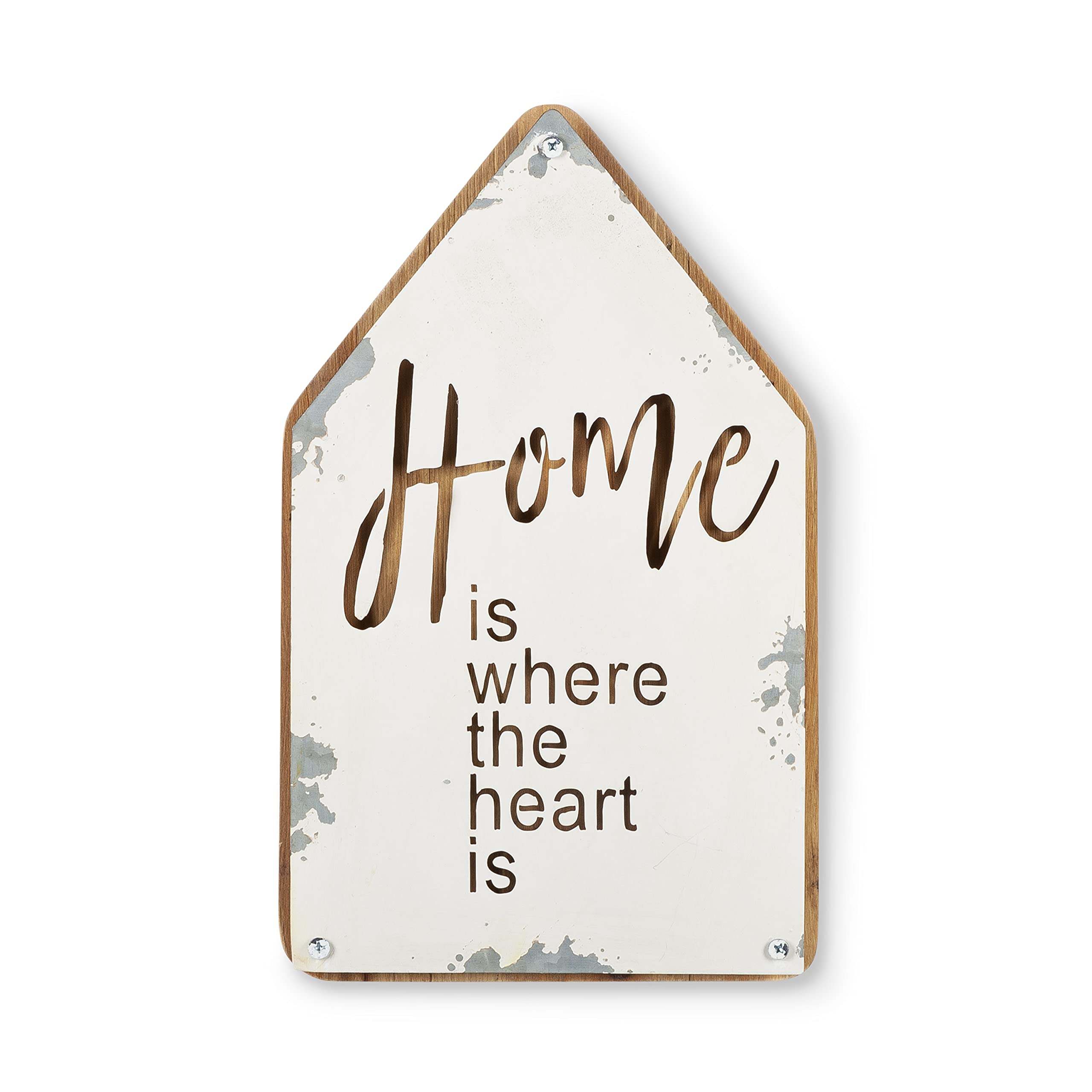 Set of Two 9.65-inch Inspirational Metal and Wood Tabletop Decor - Perfect for Home, Office, or Gift Giving