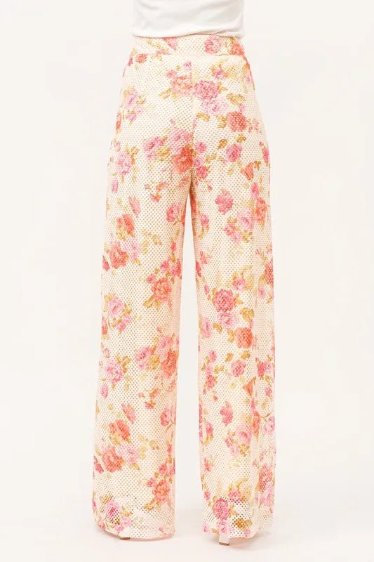 Women's Fishnet Floral Printed Crop Pants - Stylish High Waist Stretchy Leggings for Dance, Yoga & Casual Wear