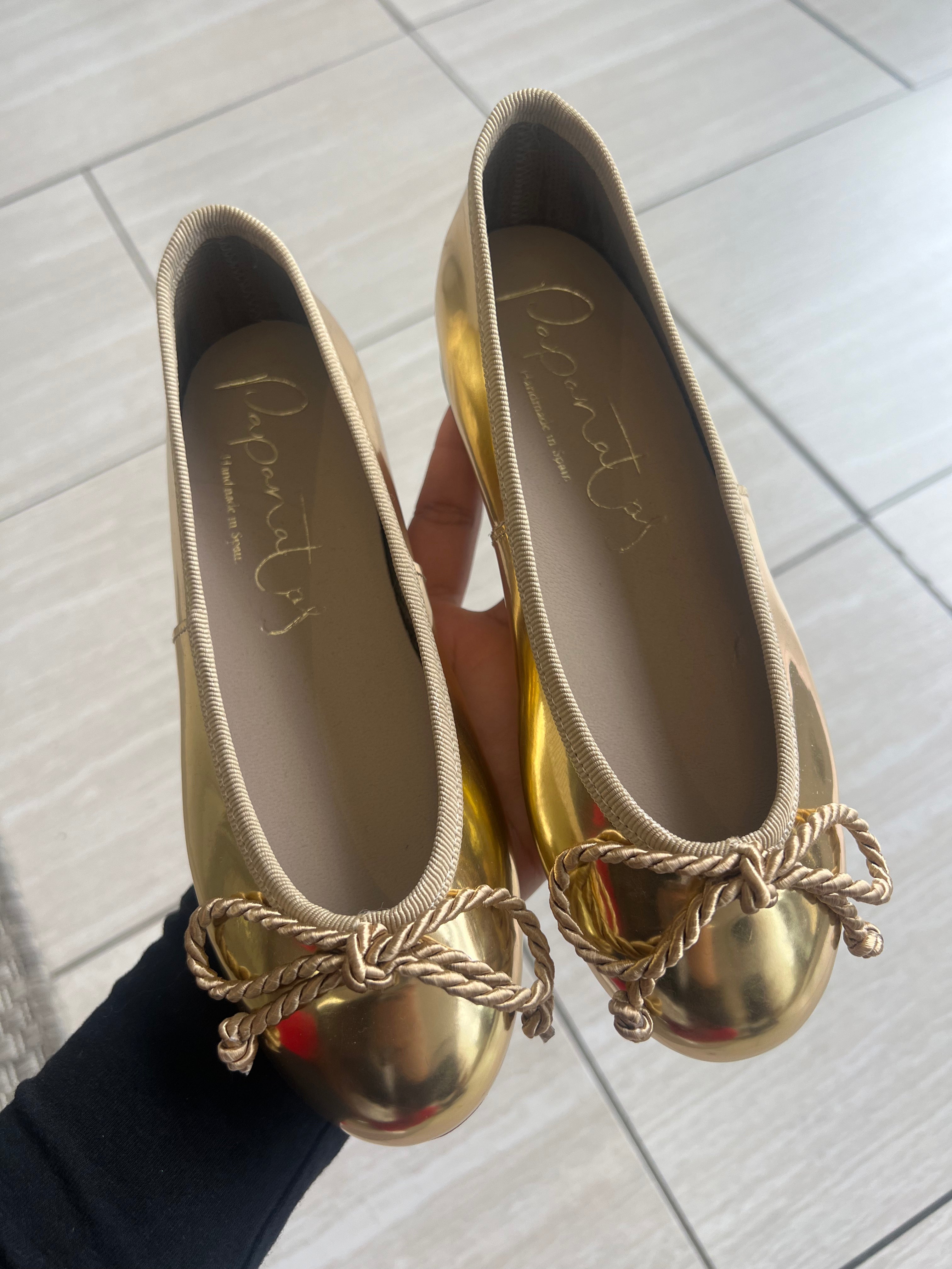 Elegant Gold Mirror Ballet Flats for Women - Comfortable & Stylish Shoes for Dance, Parties & Everyday Wear