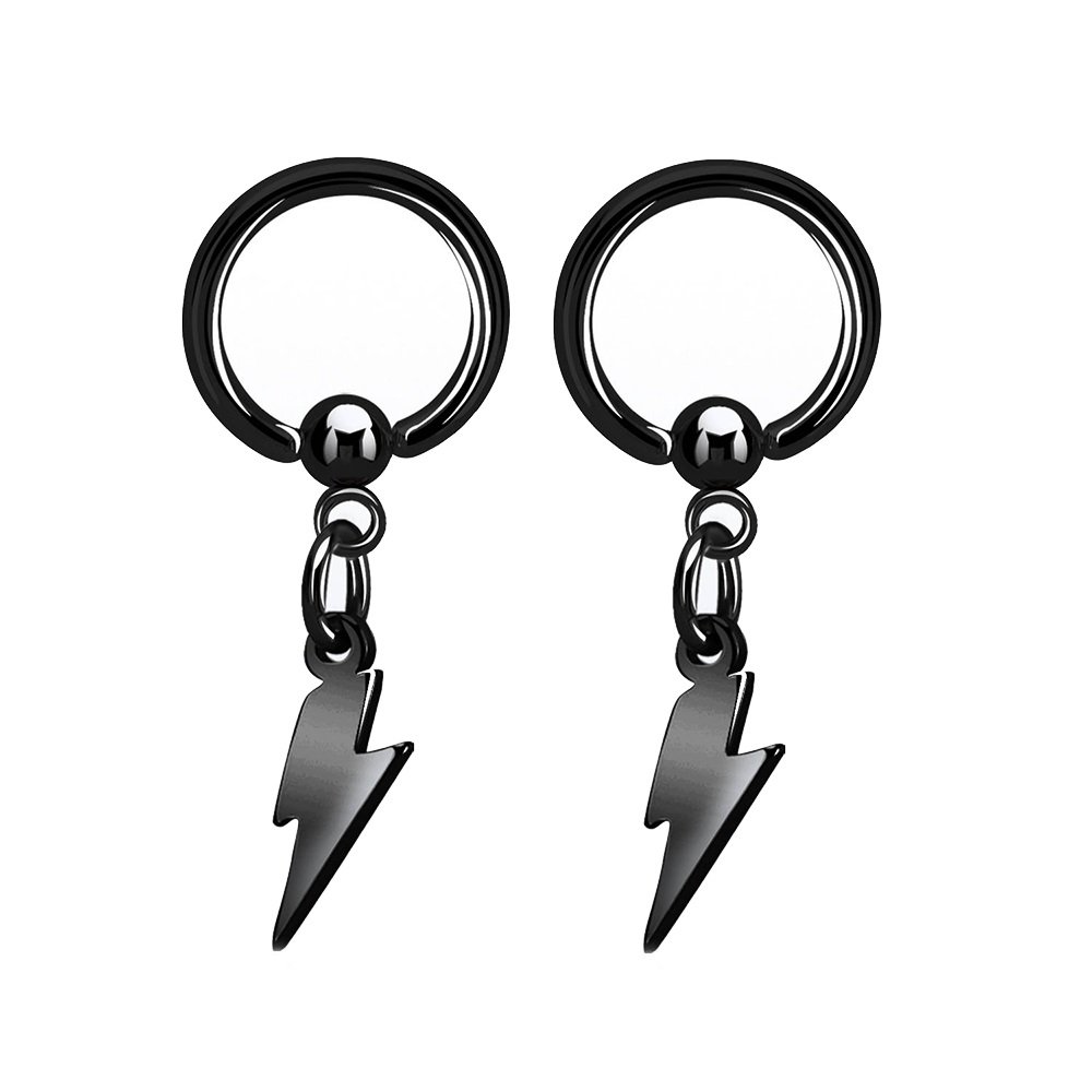 14GA Lightning Bolt Dangling Captive Bead Nipple Rings - Pierced Owl Body Jewelry Pair for Women & Men, Perfect for Belly Button, Nipple, and Lip Piercings