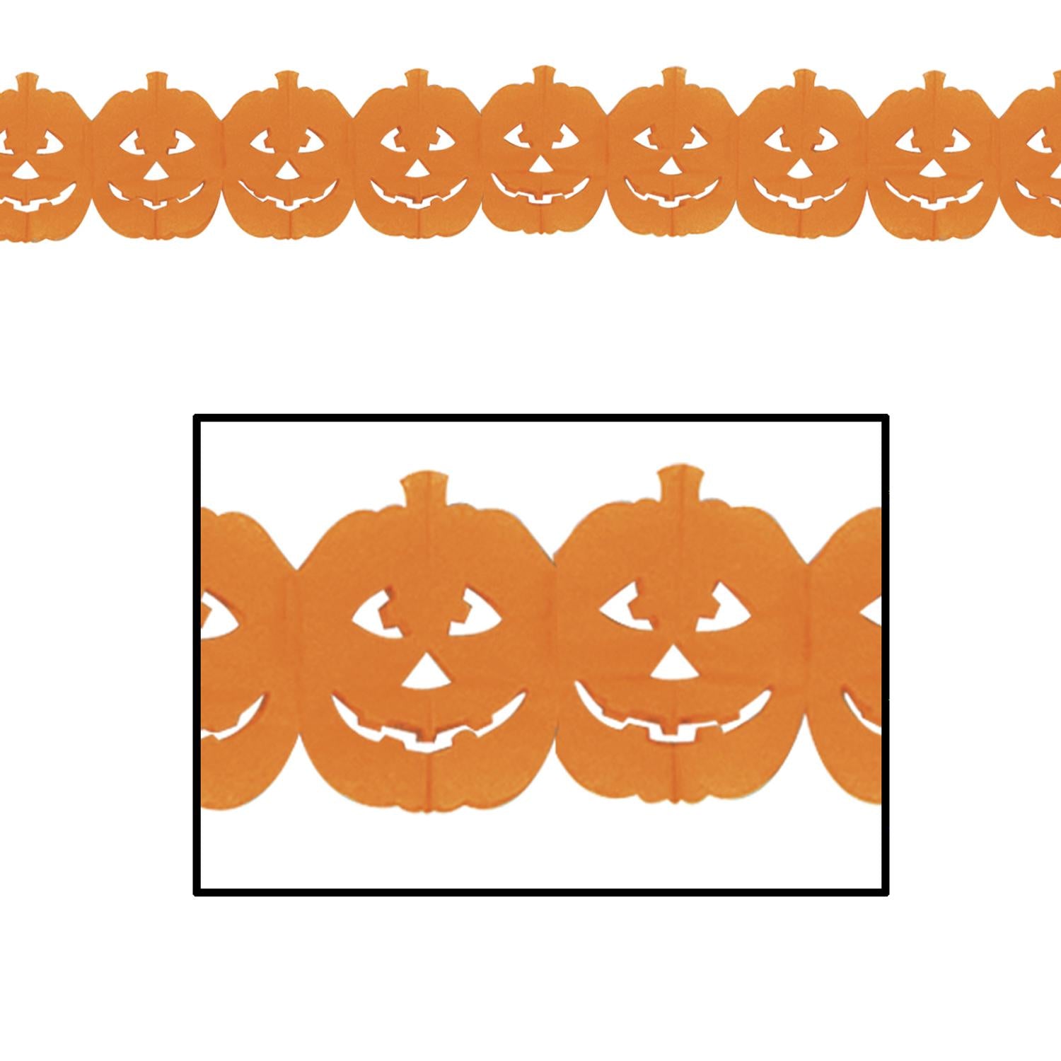12 Pack Beistle Halloween Jack O'Lantern Garland - Orange Pumpkin Decorations for Halloween Party, Home, Classroom & Outdoor Decor