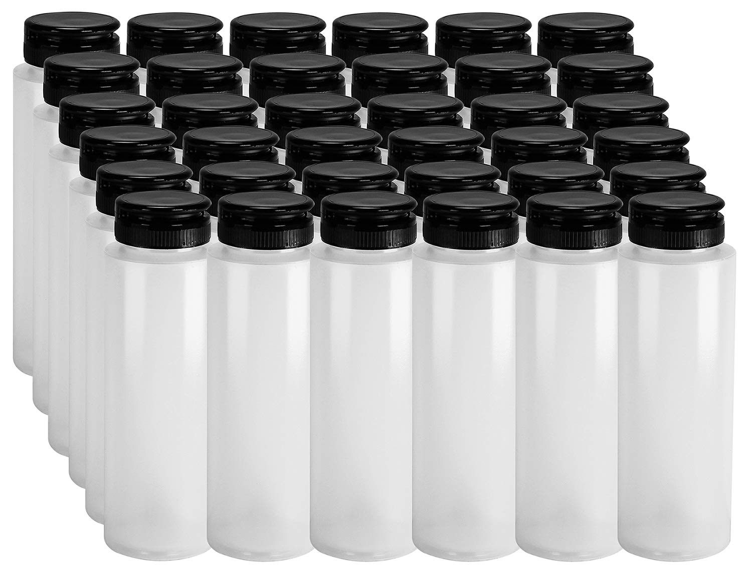 Pinnacle Mercantile 8 oz Empty Plastic Condiment Bottles with Black Flip Top Cap - Easy Squeeze Design - Set of 60 - Perfect for Restaurants, Catering & Home Kitchen Use