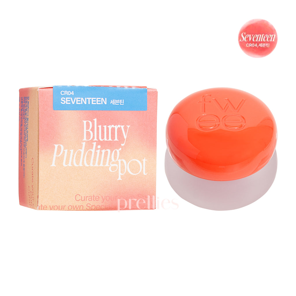 Fwee Lip & Cheek Blurry Pudding Pot 5g - CR04 Seventeen Color - Creamy Blush & Lip Tint for Natural Makeup Look - Perfect for Everyday Wear & On-the-Go Touch Ups