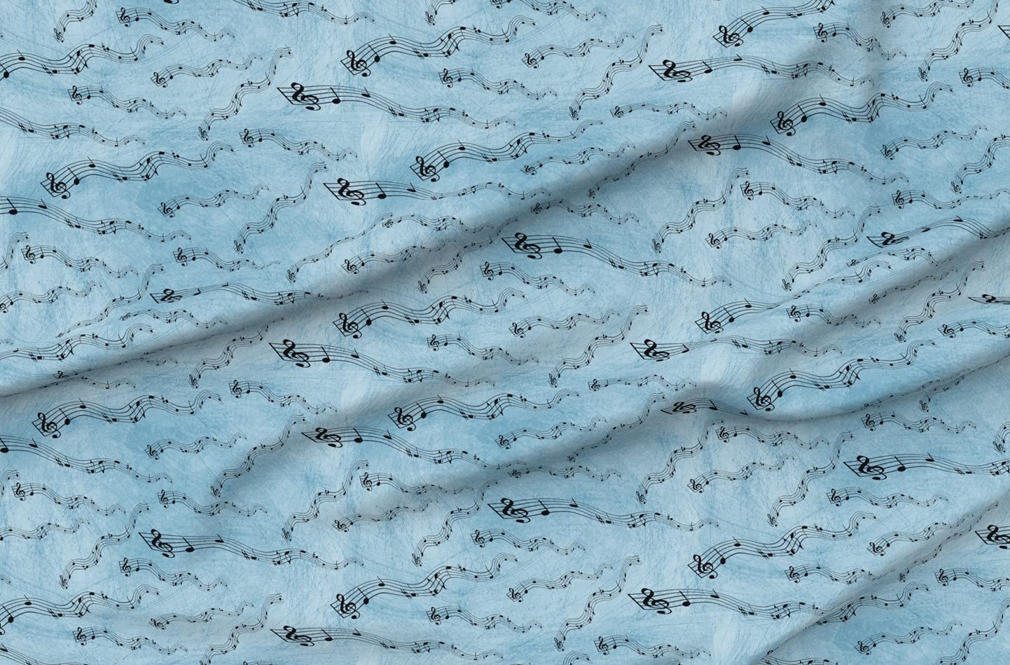 Premium Spoonflower Fabric - Blue Music Notes Printed on Soft Minky Fabric by The Yard - Perfect for Sewing Baby Blankets, Quilt Backing & Plush Toys | DIY Nursery Decor & Cozy Home Projects
