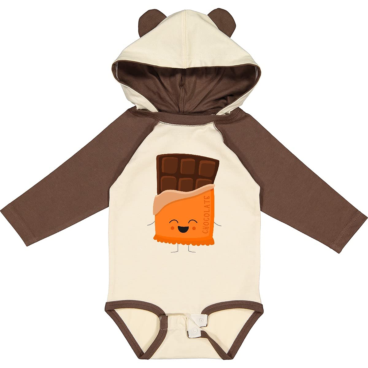 Inktastic Cute Kawaii Chocolate Candy Bar Print Long Sleeve Baby Bodysuit - Soft Cotton Onesie for Infants, Perfect for Playtime & Photo Shoots