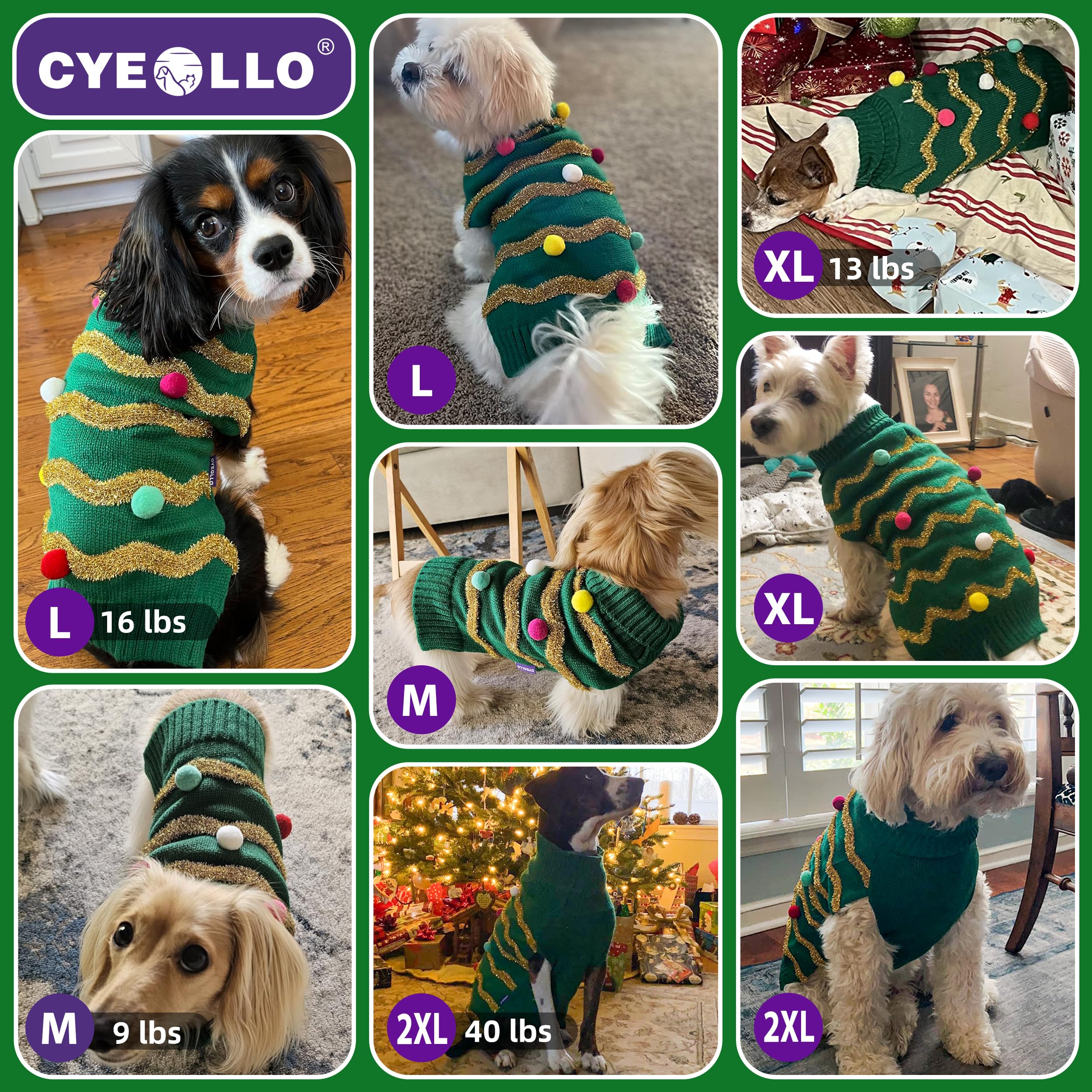 Warm Glitter Turtleneck Christmas Dog Sweater with Leash Hole - Cozy Winter Clothes for Medium & Large Dogs - Perfect for Holiday Photos & Cold Weather Outings