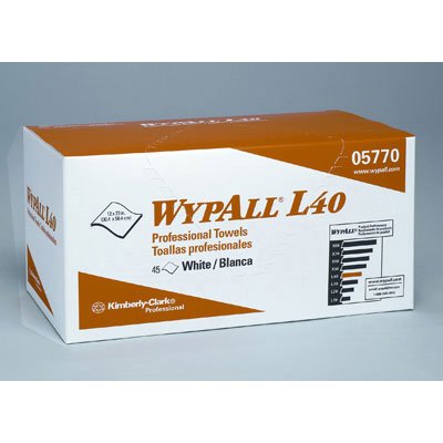 WYPALL L40 Professional Cleaning Towels - 12 x 23 Inches, White, 45/Box - Heavy-Duty Industrial & Commercial Use for Workshops, Kitchens & Janitorial Services