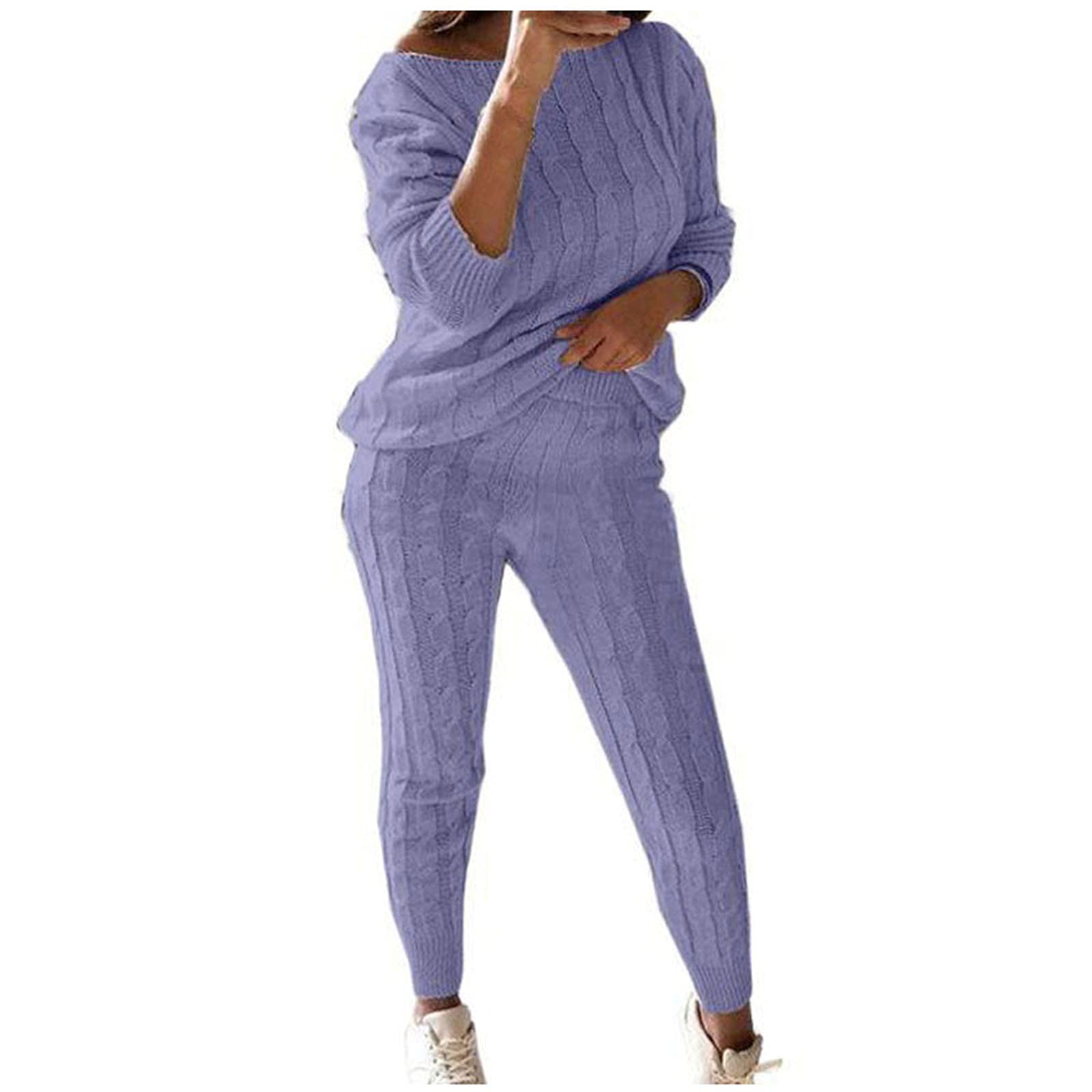 Women's Waffle Knit Sweater Set - Oversized Loose Long Sleeve Pullover & Pants Two-Piece Outfit | Cozy Loungewear for Fall & Winter | Perfect for Home, Office & Casual Wear